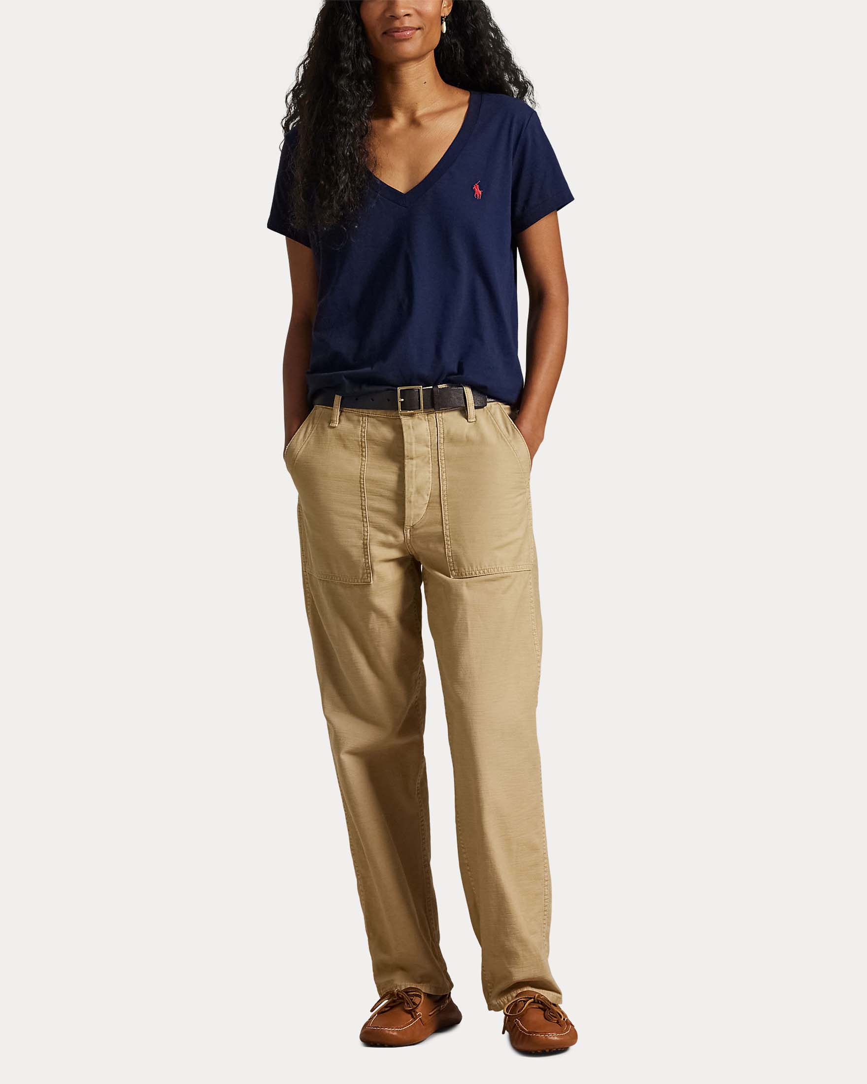T-shirt a maniche corte Polo Ralph Lauren blu con scollo a V image