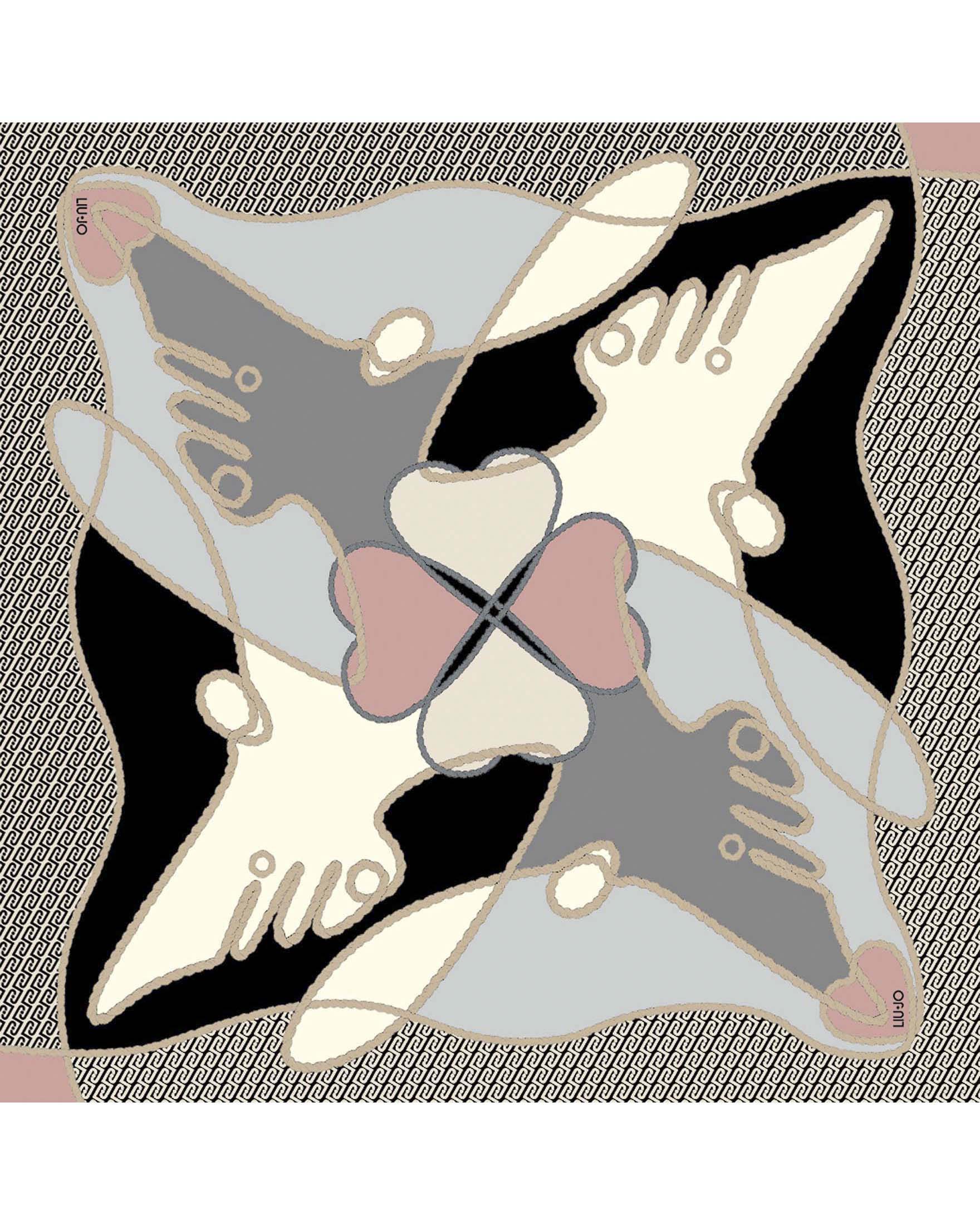 Foulard Liu Jo Accessories nero in tessuto leggero con stampa grafica e logo image