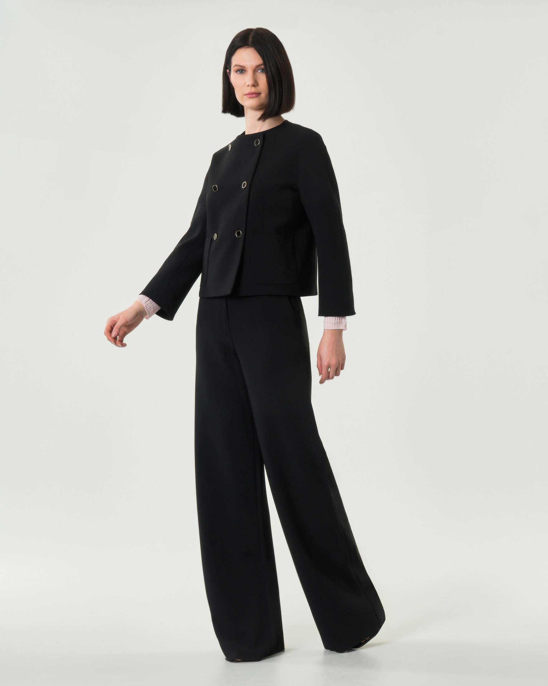 Giacca boxy nera Max Mara Studio in cady con tasche a toppa image