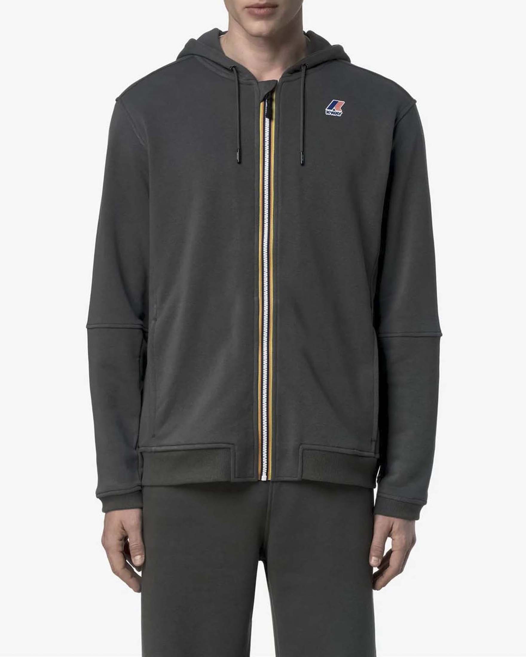 Felpa verde militare Prosper con cappuccio e chiusura zip