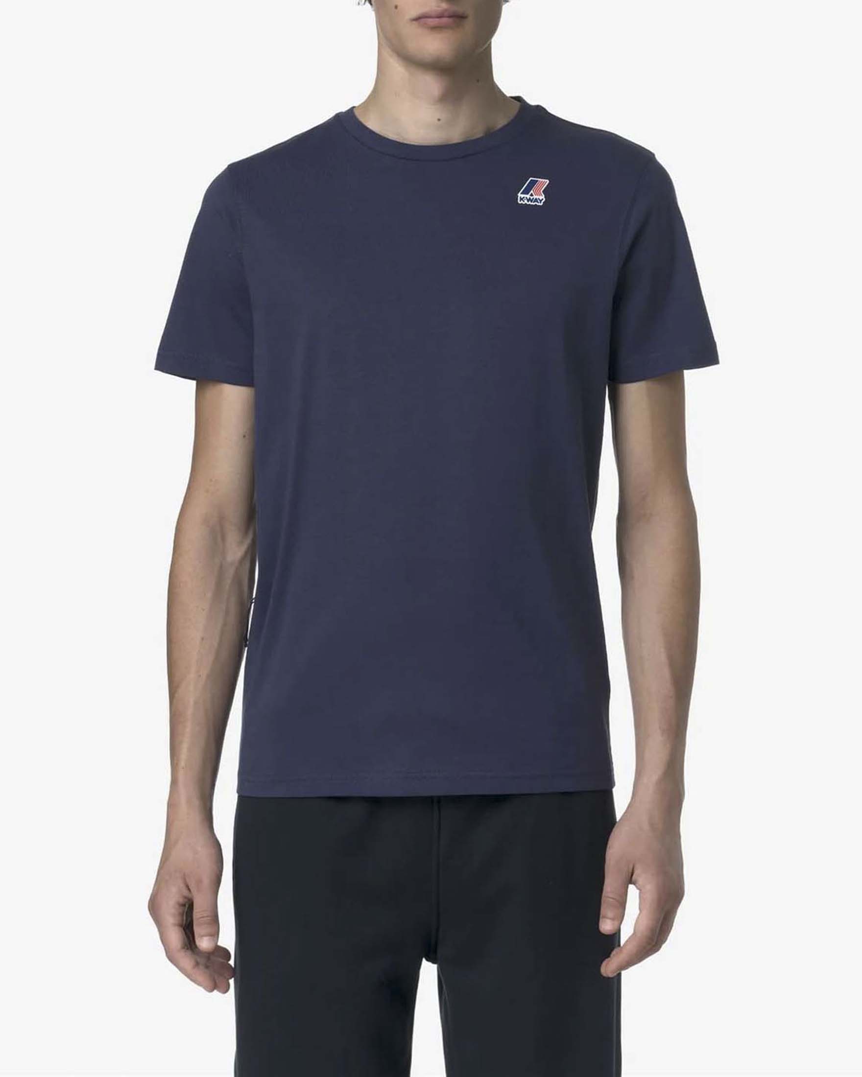 T-shirt mezza manica Leonide blu indaco in puro cotone