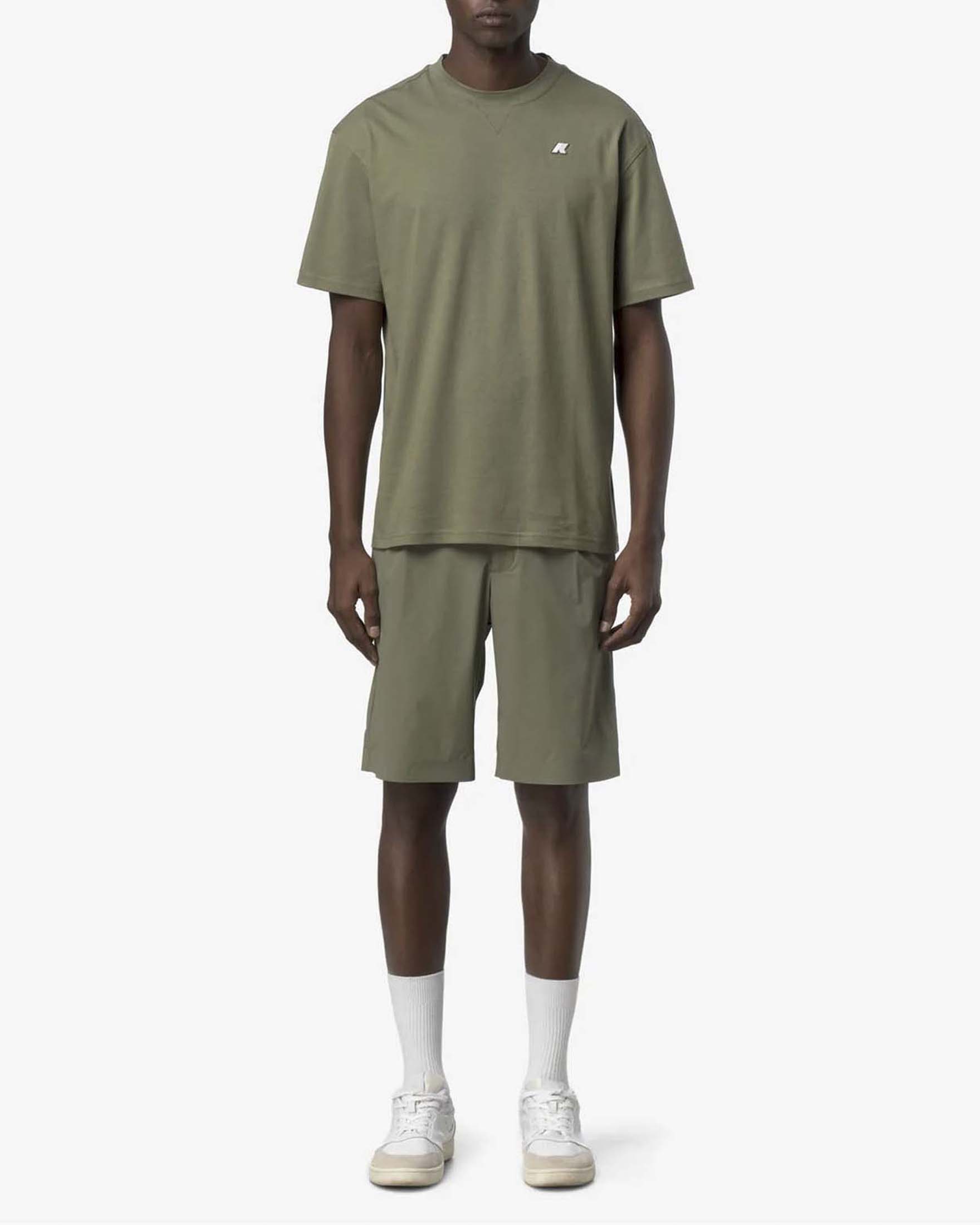 T-shirt mezza manica Solo verde militare in jersey di puro cotone