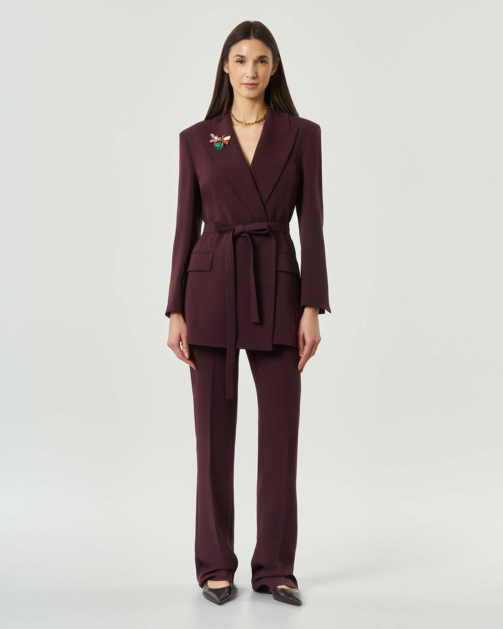 Blazer bordeaux Marella in cady tecnico con cintura image