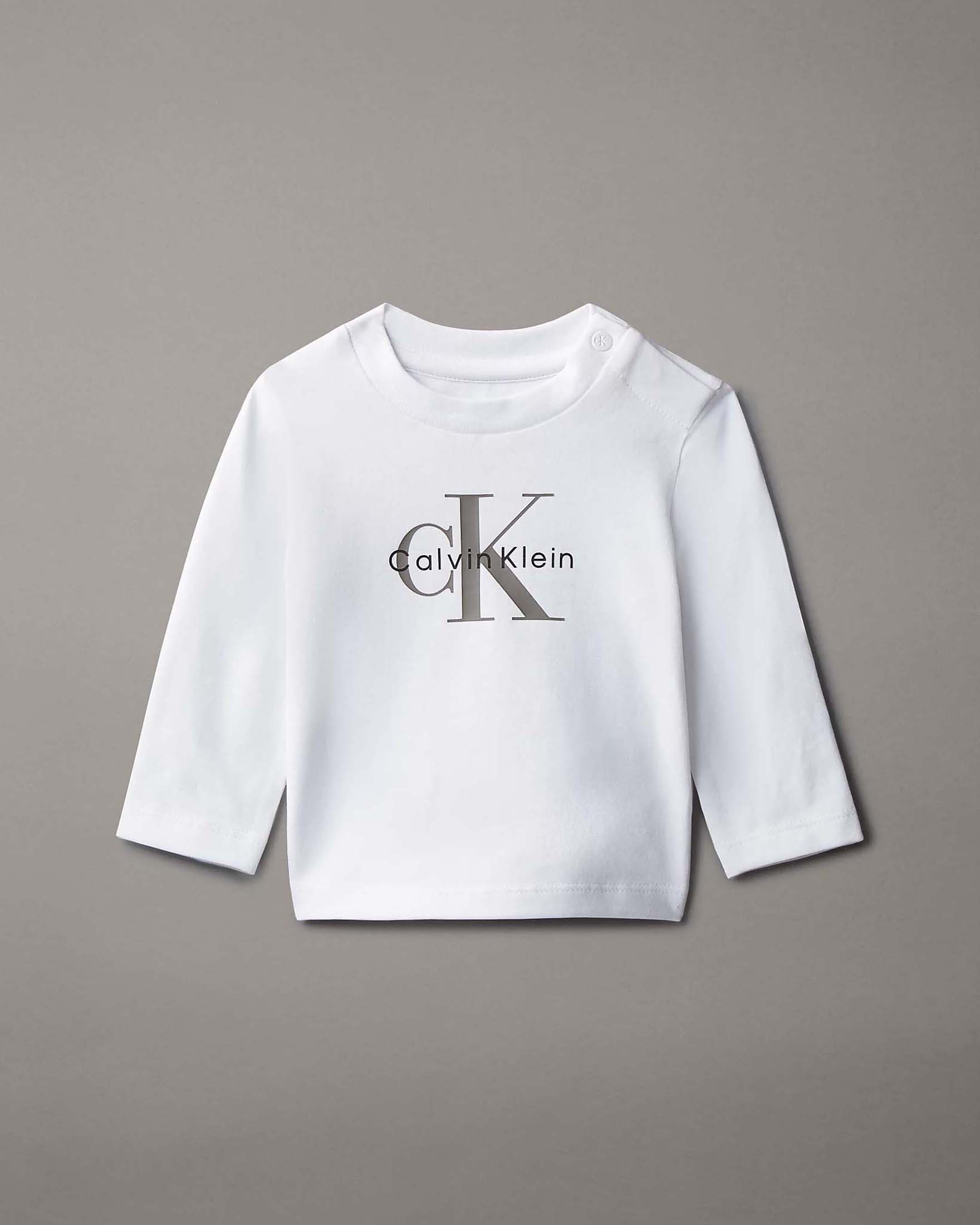 Maglia bianca in cotone stretch a maniche lunghe
