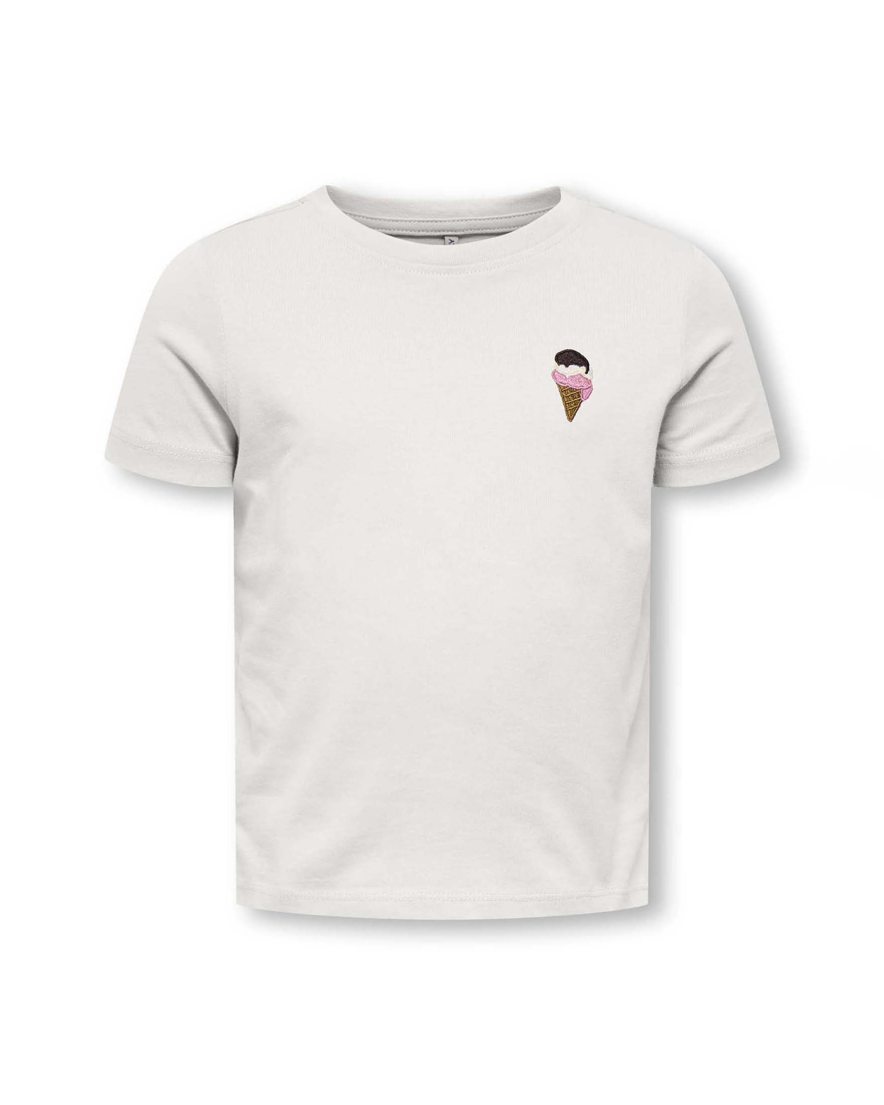 T-shirt Kids Only bianca in cotone con gelato ricamato