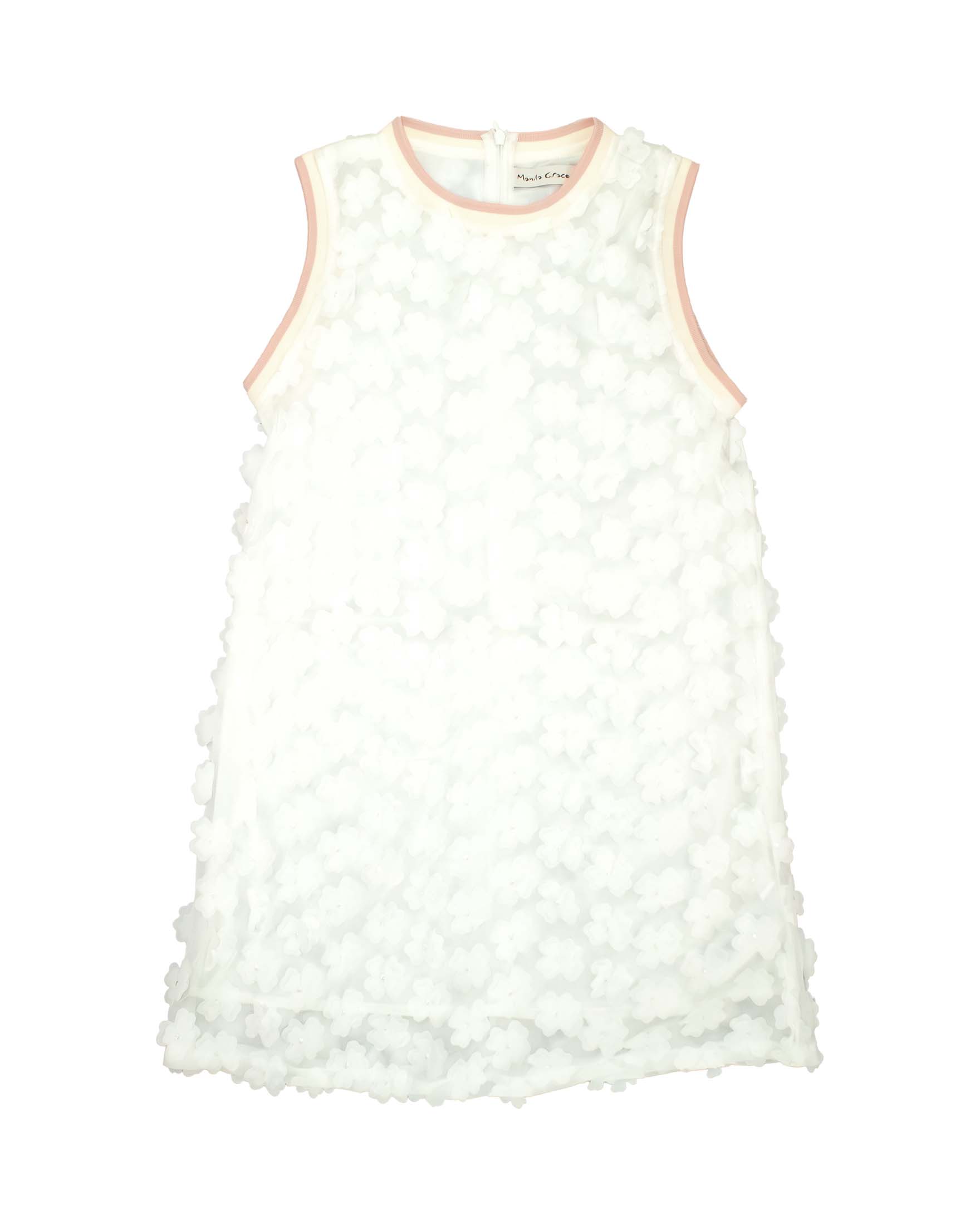 Abito bianco con applicazione floreale