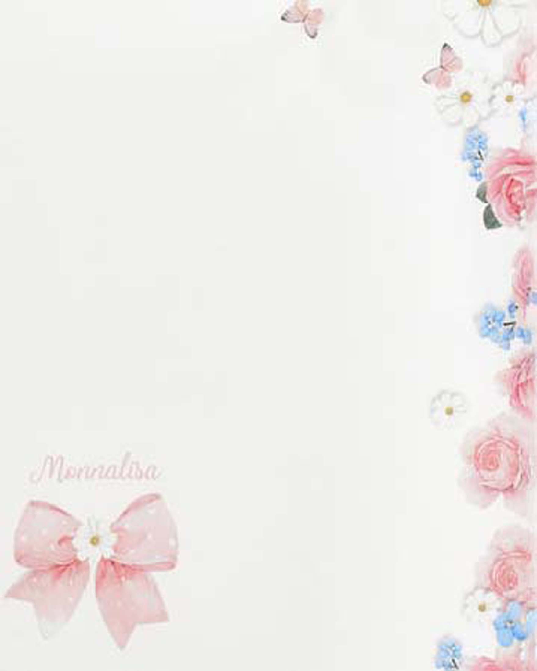 Coperta Monnalisa bianca in puro cotone con fantasia fiori e farfalle