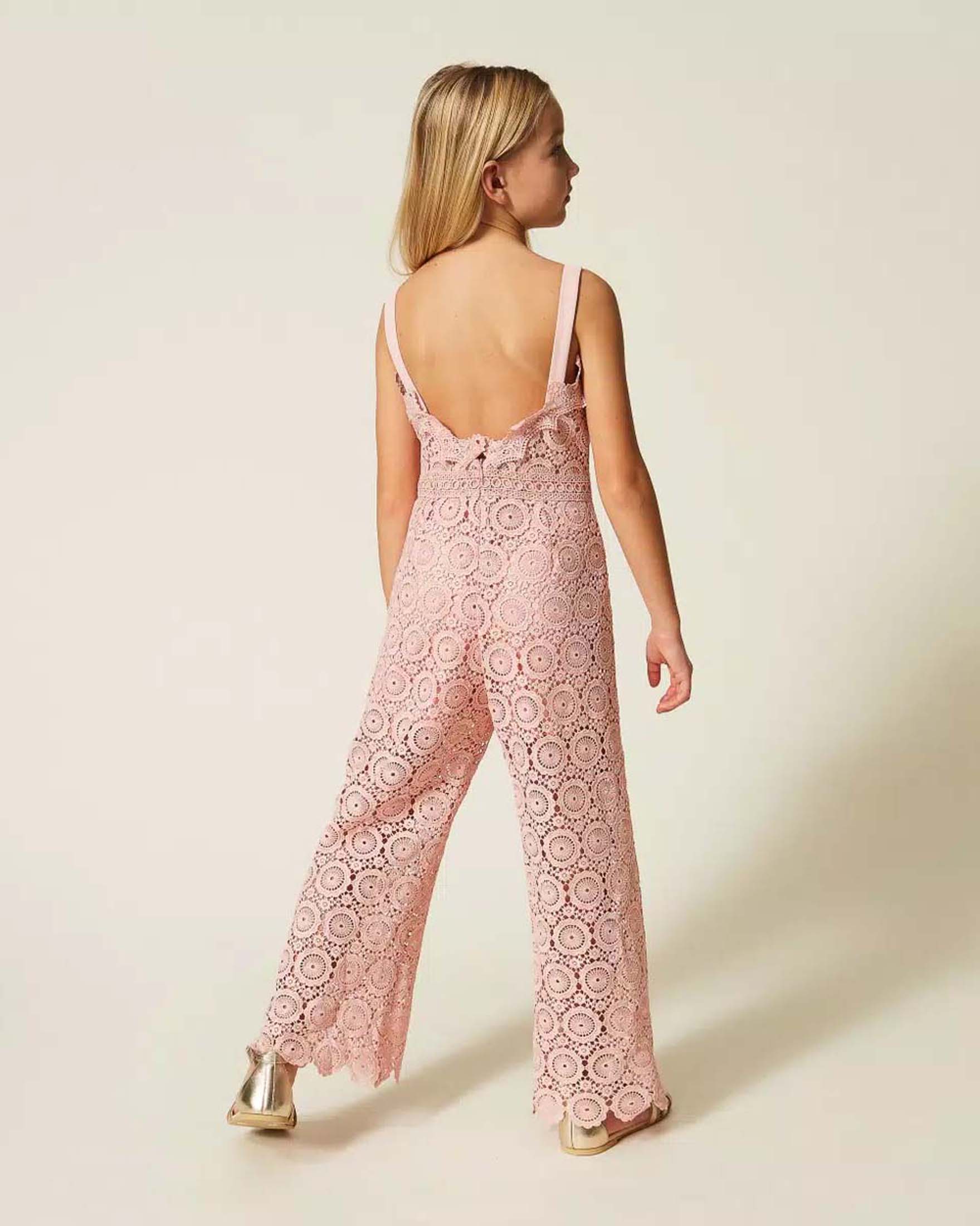Tuta in pizzo macramè Twinset rosa cipria image