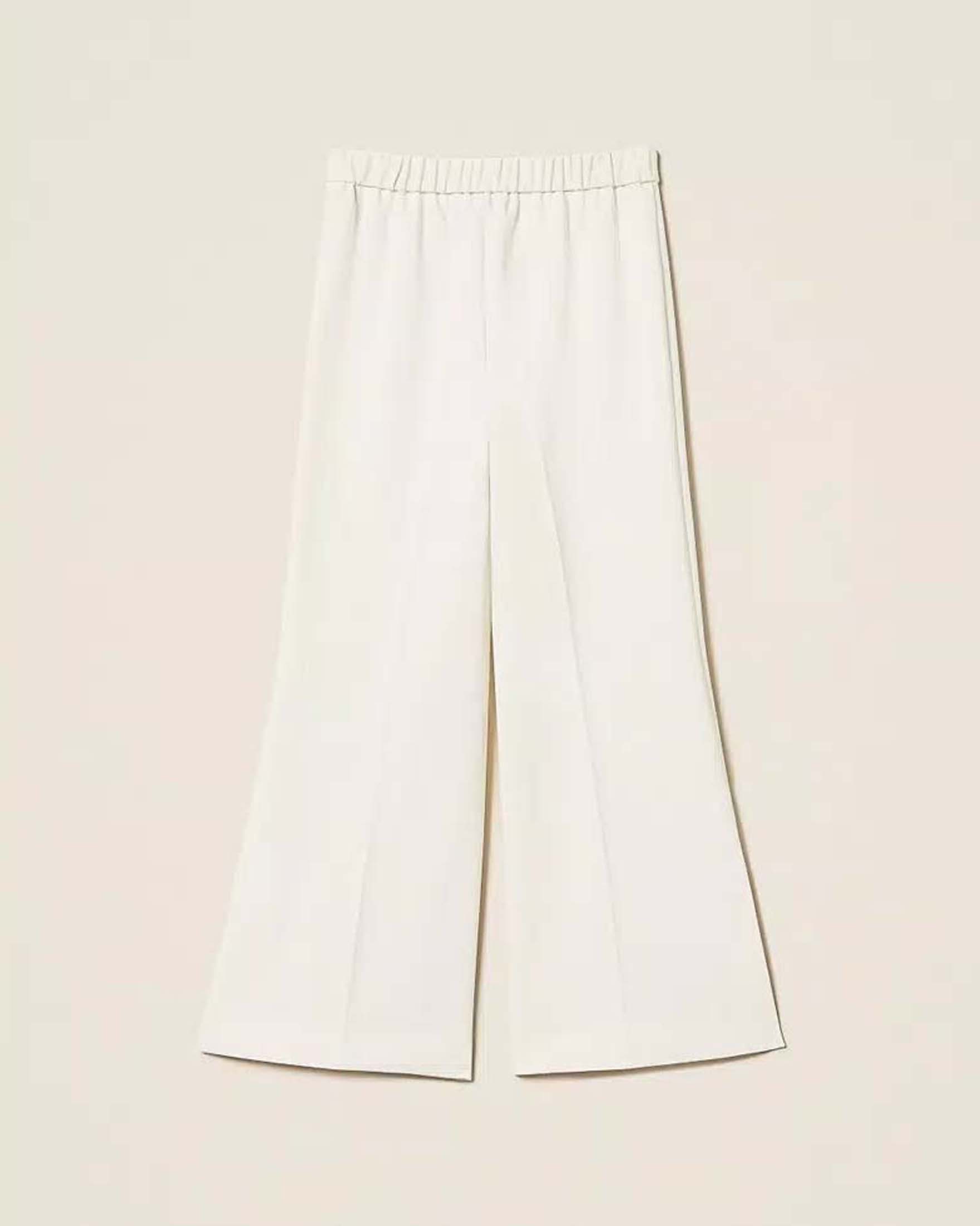 Pantalone flare Twinset color avorio in cady