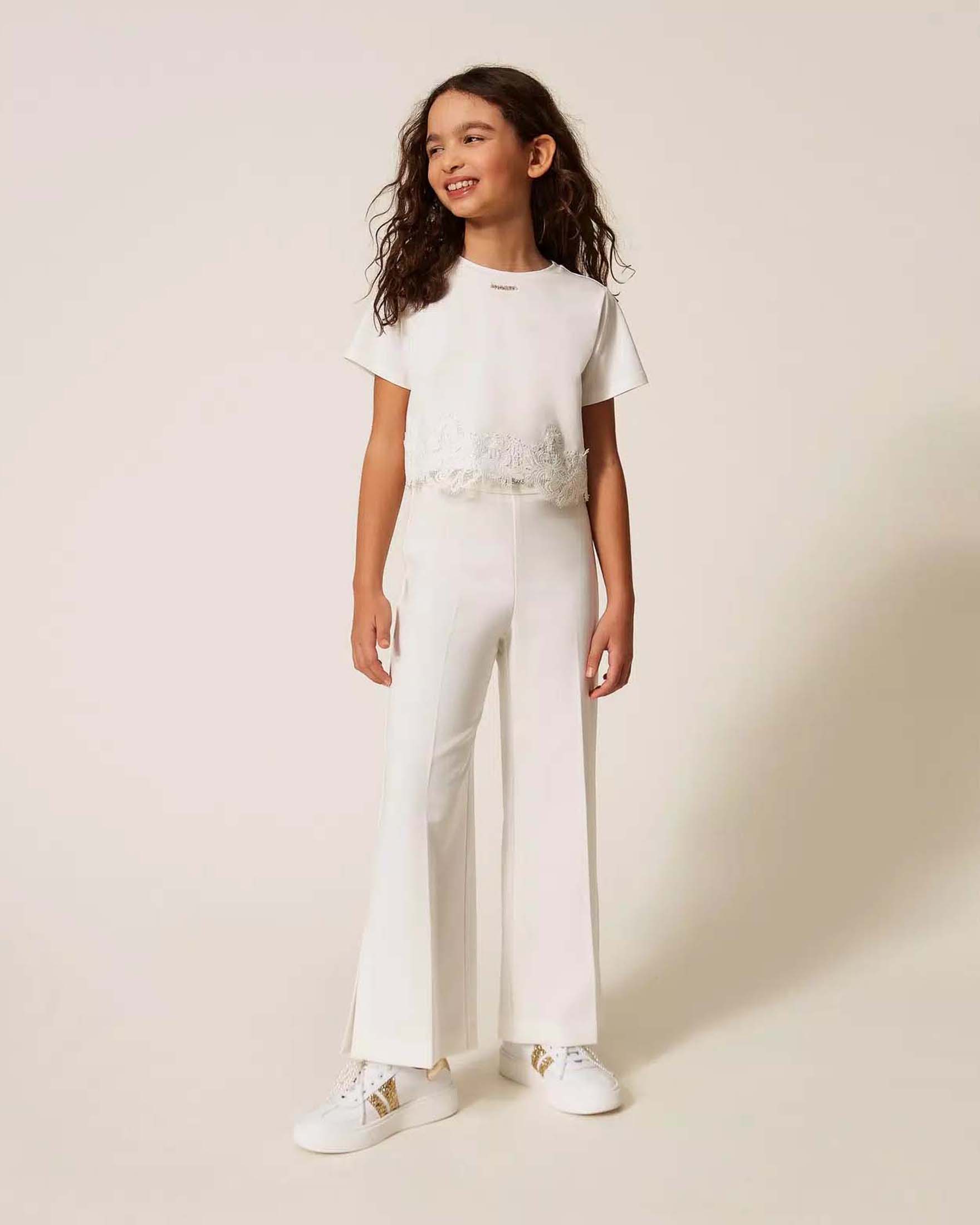 Pantalone flare Twinset color avorio in cady image