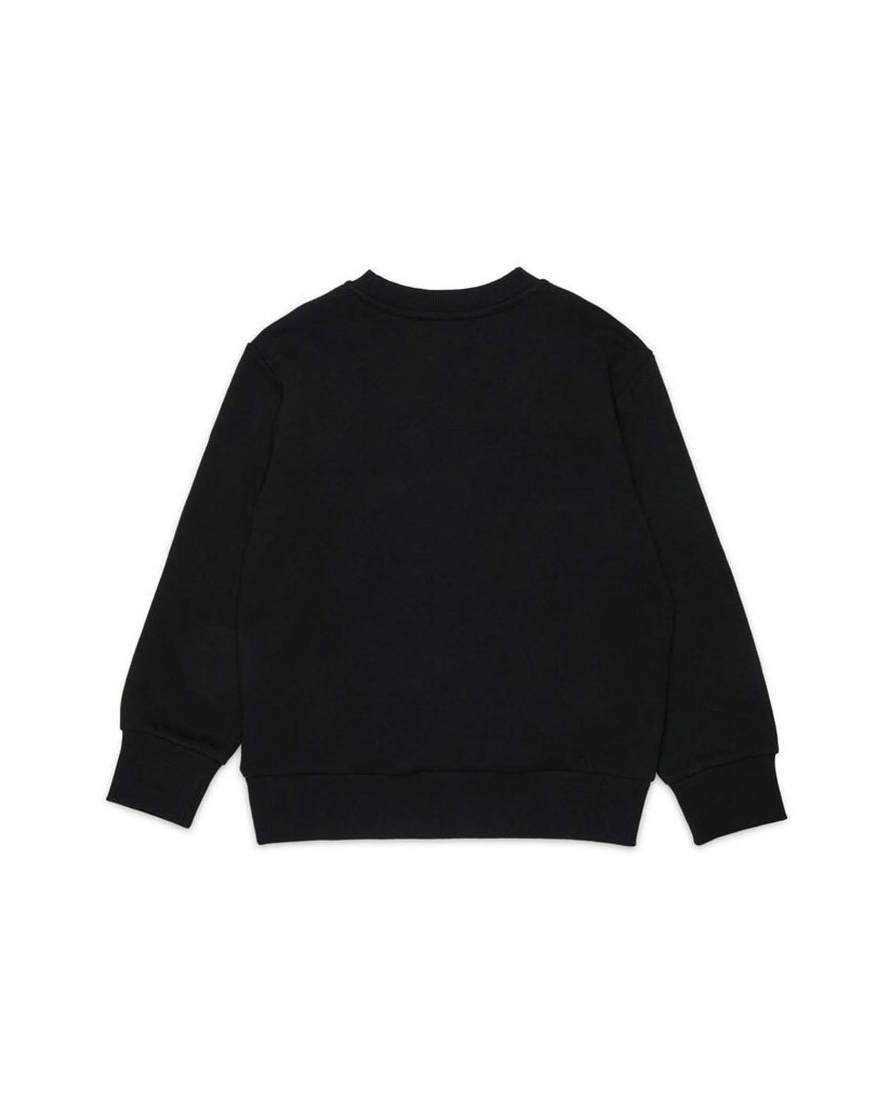 Felpa nera Diesel in puro cotone con logo icon bianco image