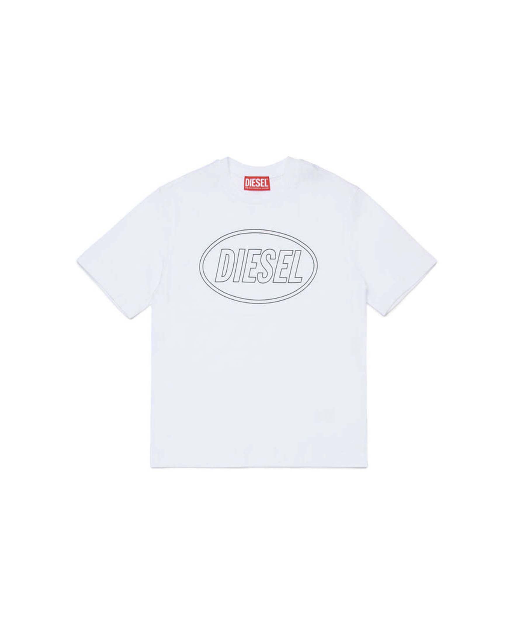 T-shirt bianca Diesel in puro cotone con logo nero