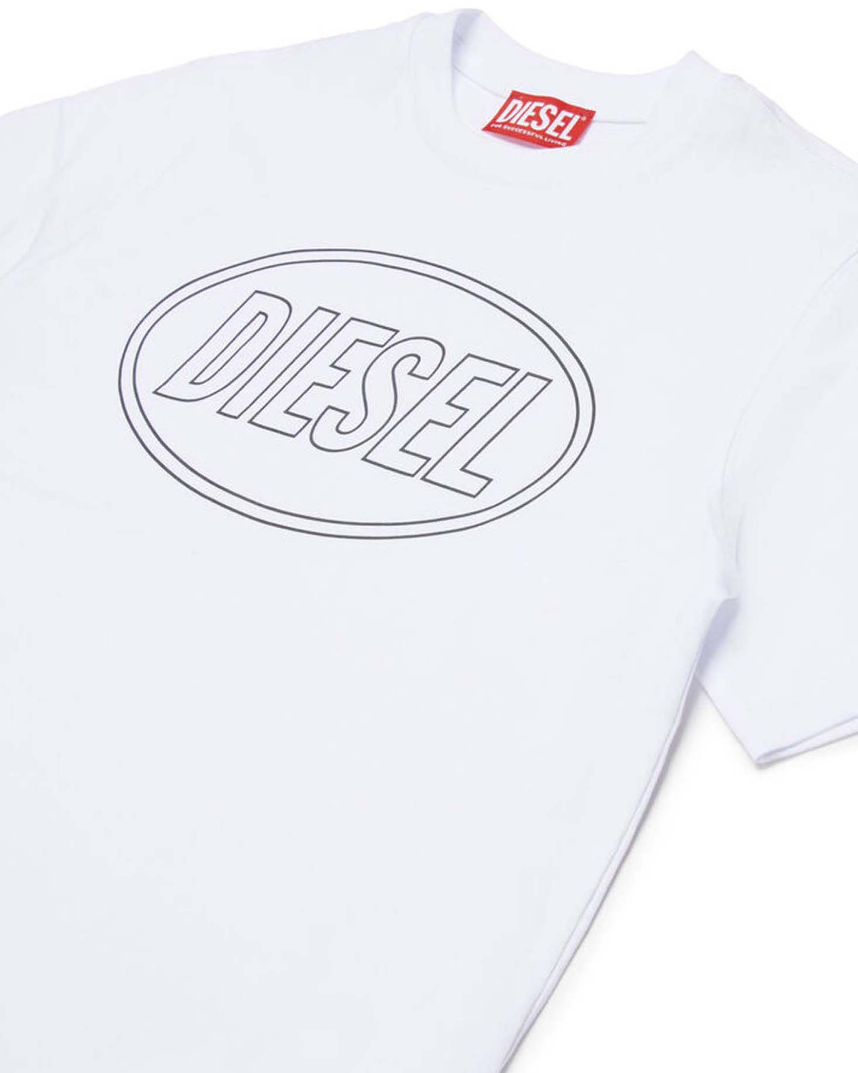 T-shirt bianca Diesel in puro cotone con logo nero image