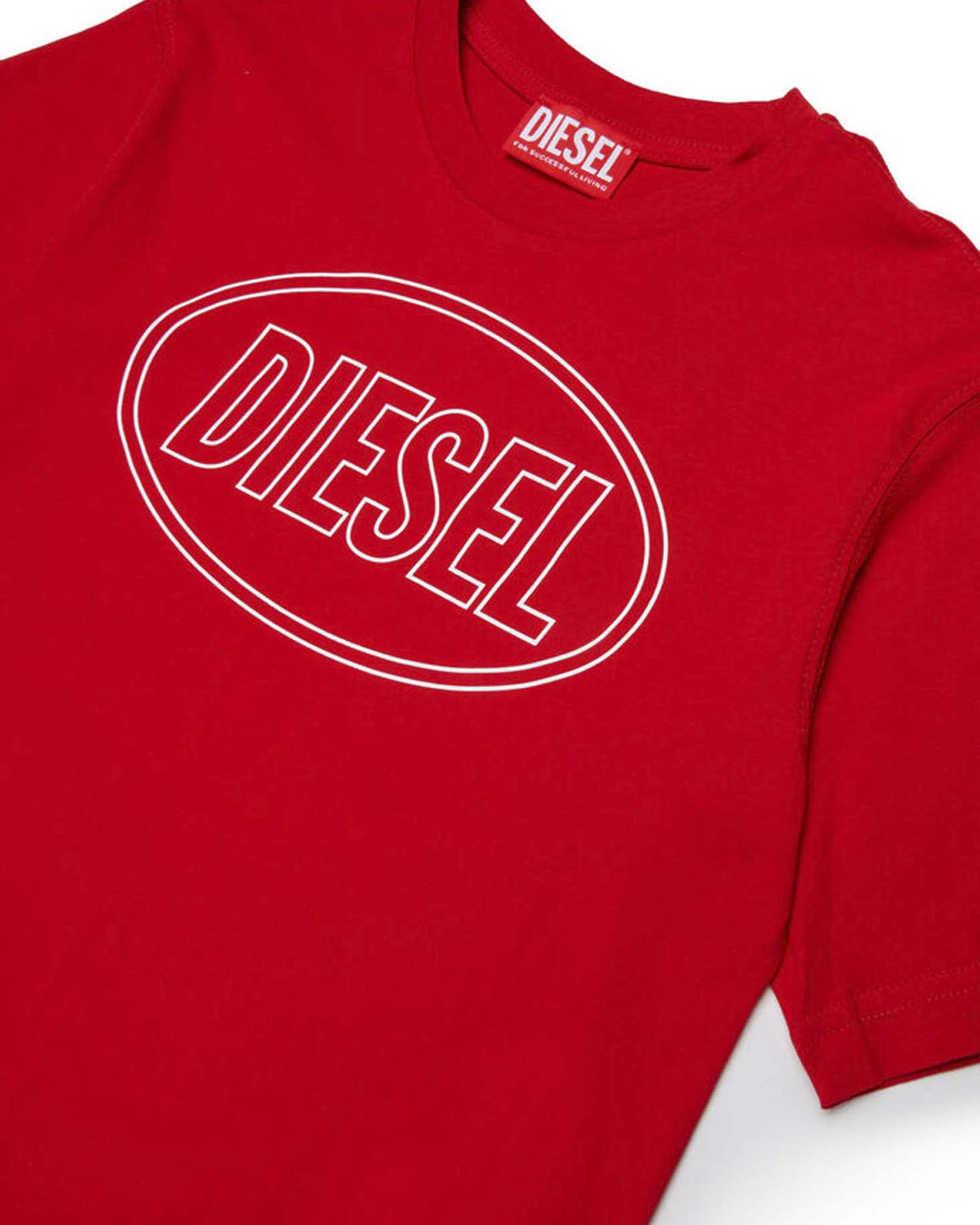 T-shirt rossa Diesel in puro cotone con logo nero image