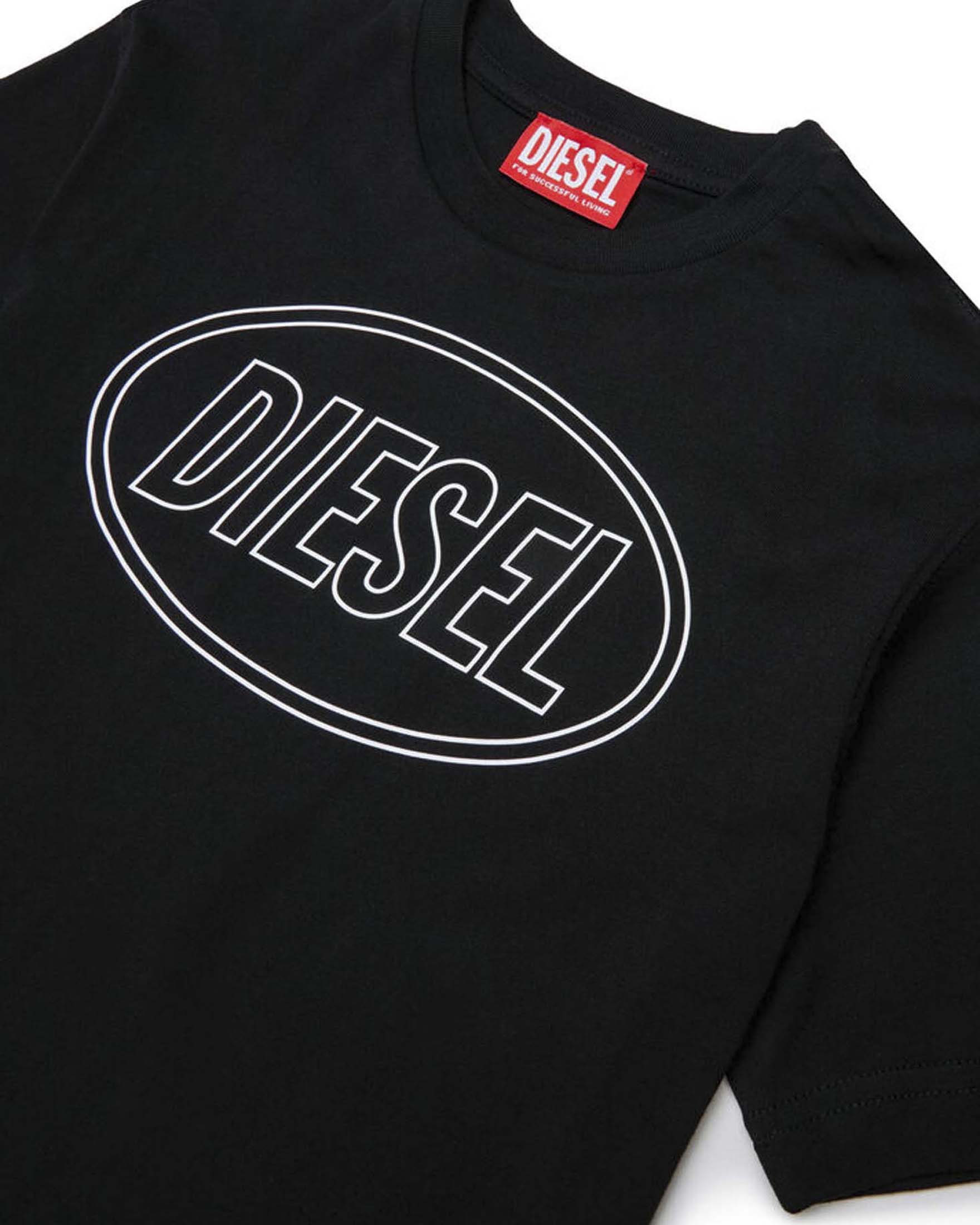 T-shirt nera Diesel in puro cotone con logo nero image