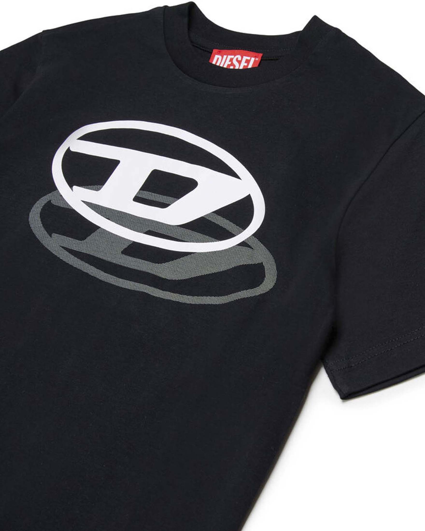 T-shirt nera Diesel in puro cotone con logo bianco oval D image
