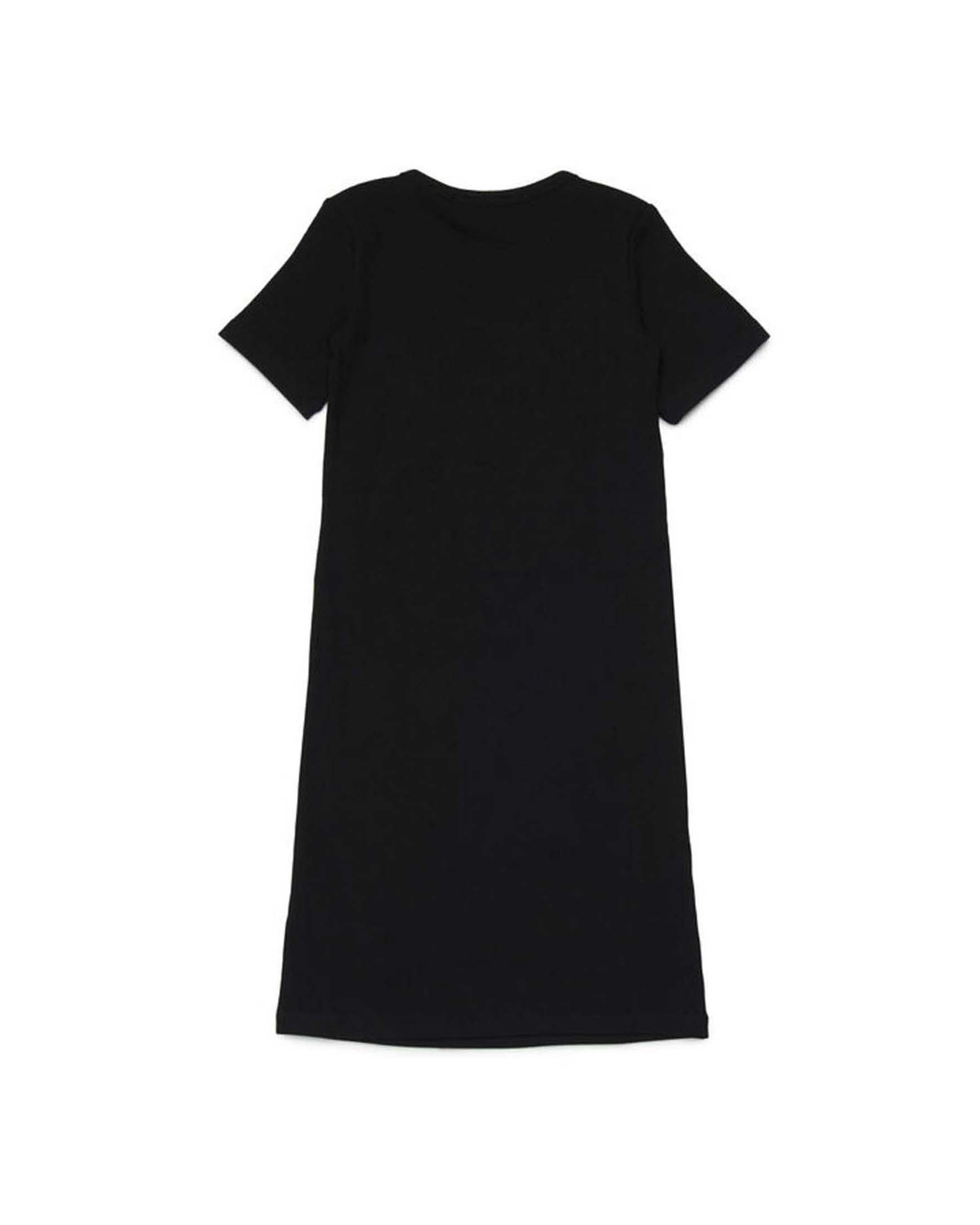 Abito Diesel maxi t-shirt nero a maniche corte con mini logo rosso image