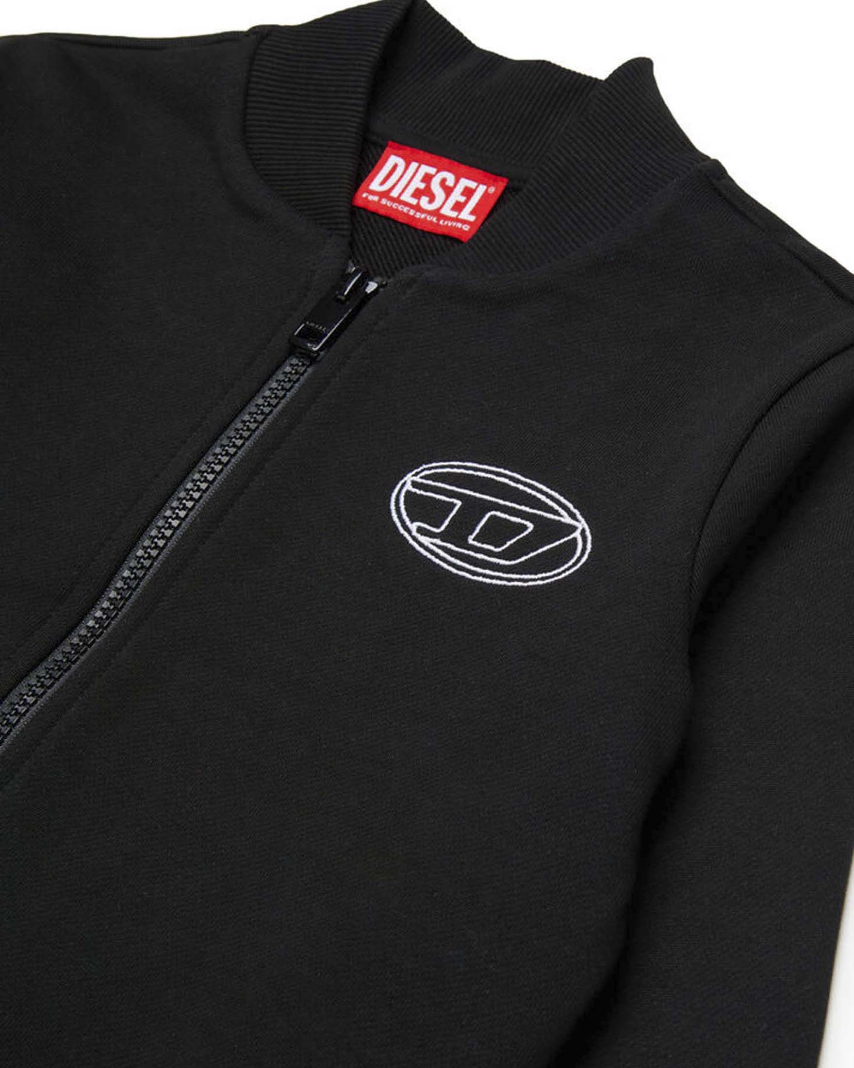 Felpa nera Diesel con zip e mini logo oval D bianco image