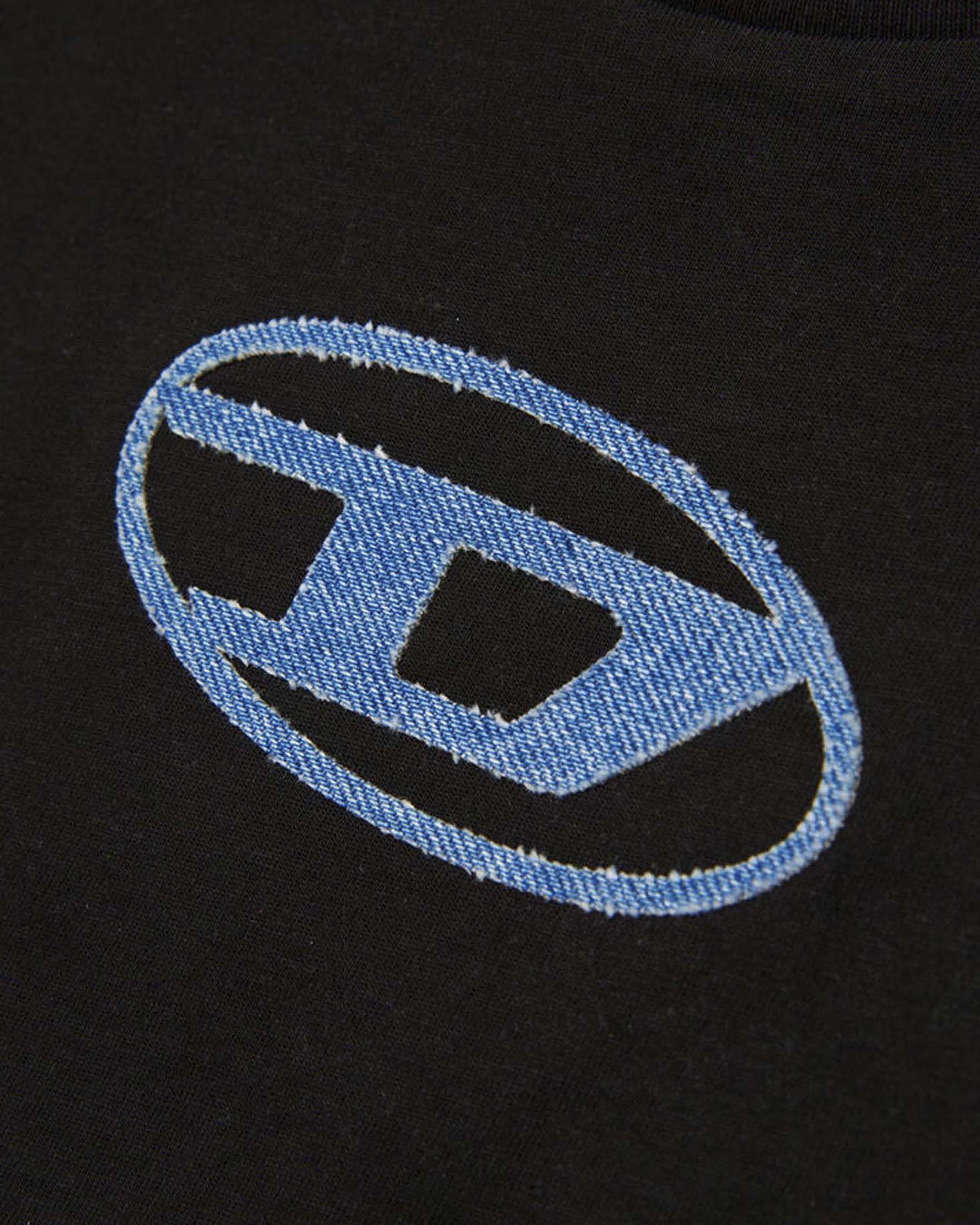 T-shirt nera Diesel in puro cotone con mini logo denim image