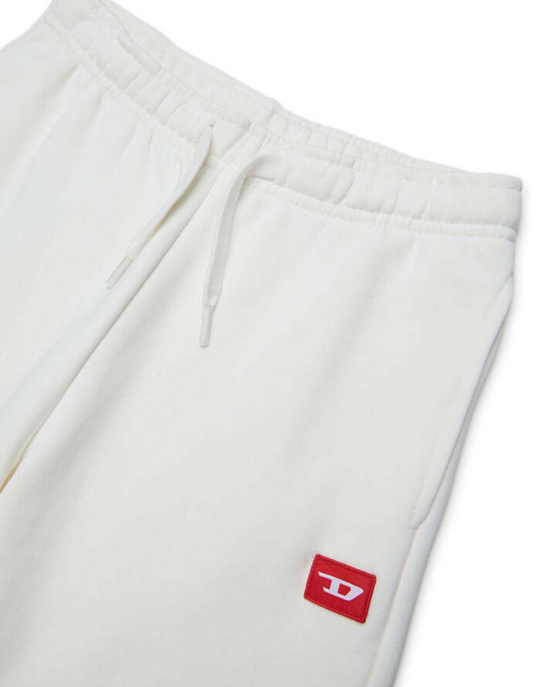 Bermuda Diesel bianco in felpa di cotone con mini logo rosso image
