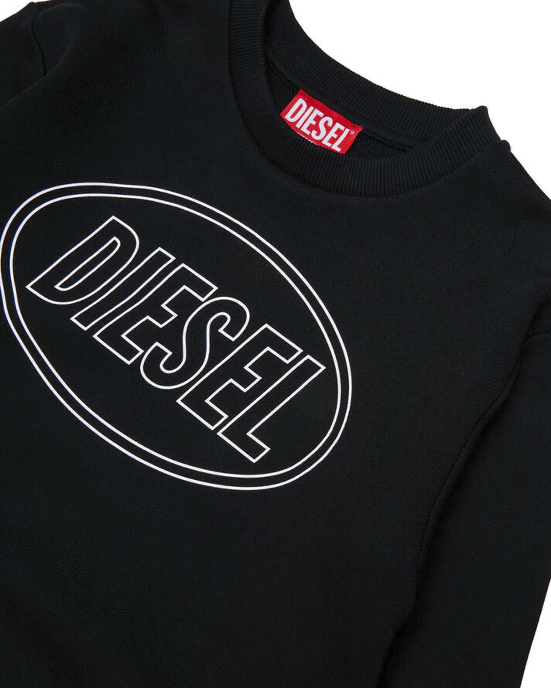 Felpa nera Diesel in puro cotone con logo icon bianco image