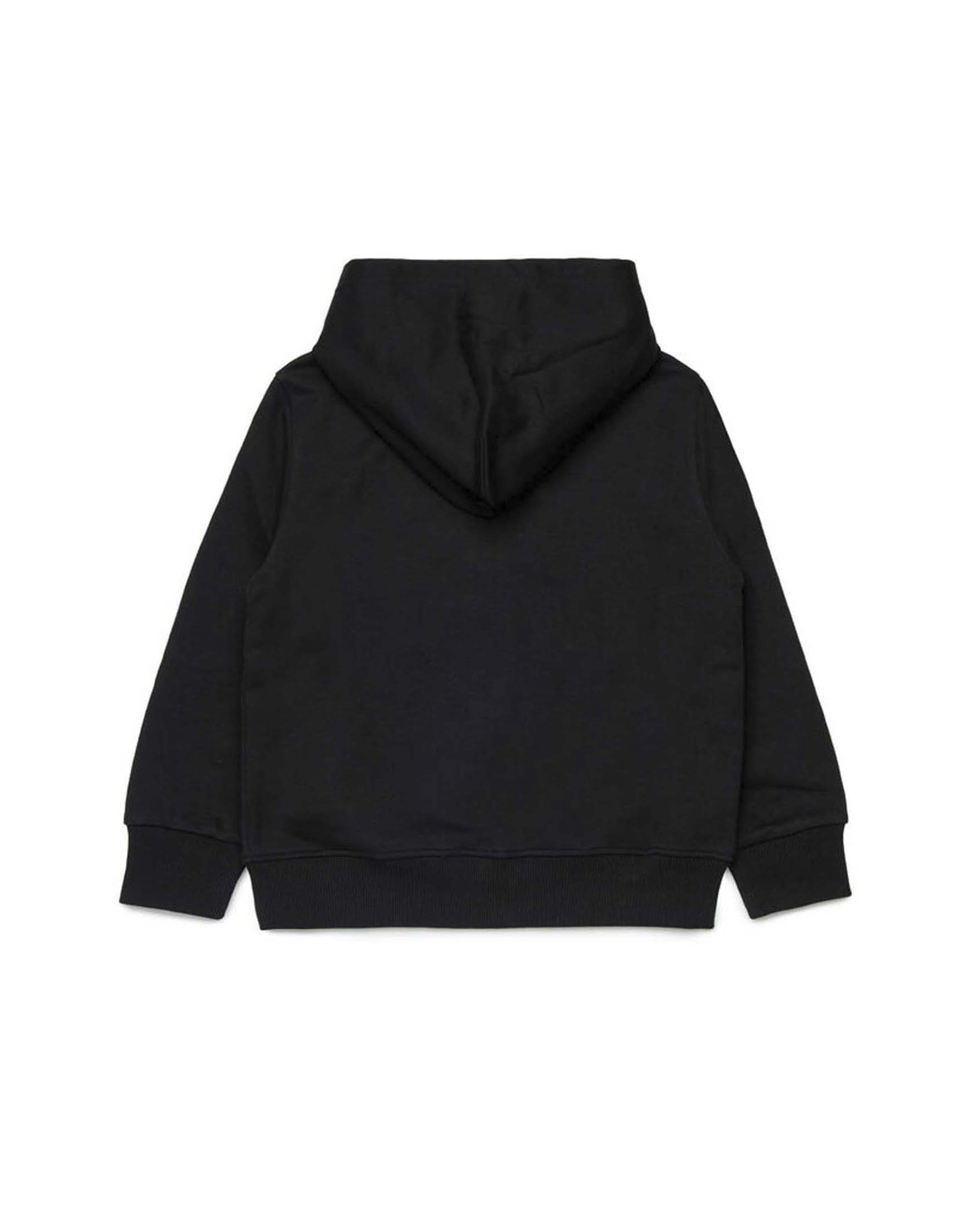 Felpa nera Diesel in cotone con logo denim e cappuccio image