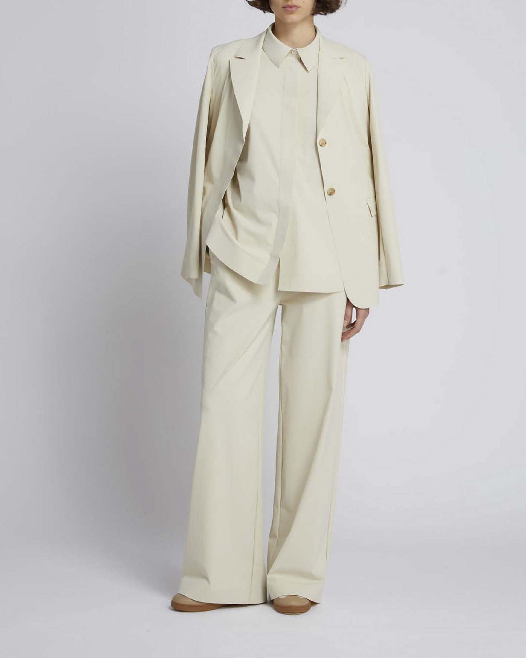 Pantaloni straight cacha MM in tessuto tecnico con coulisse regolabile in vita