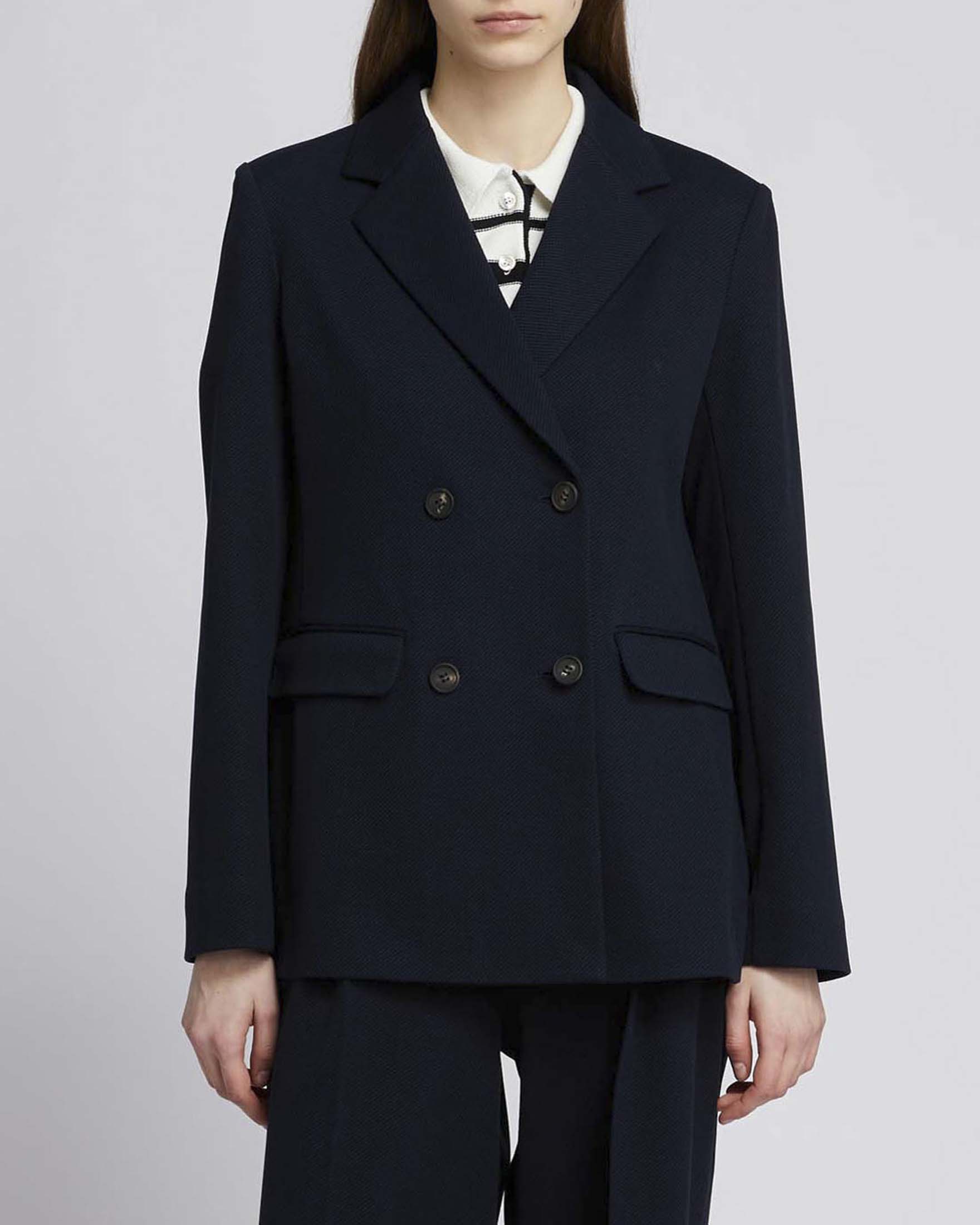 Blazer doppiopetto blu MM in piquet di cotone