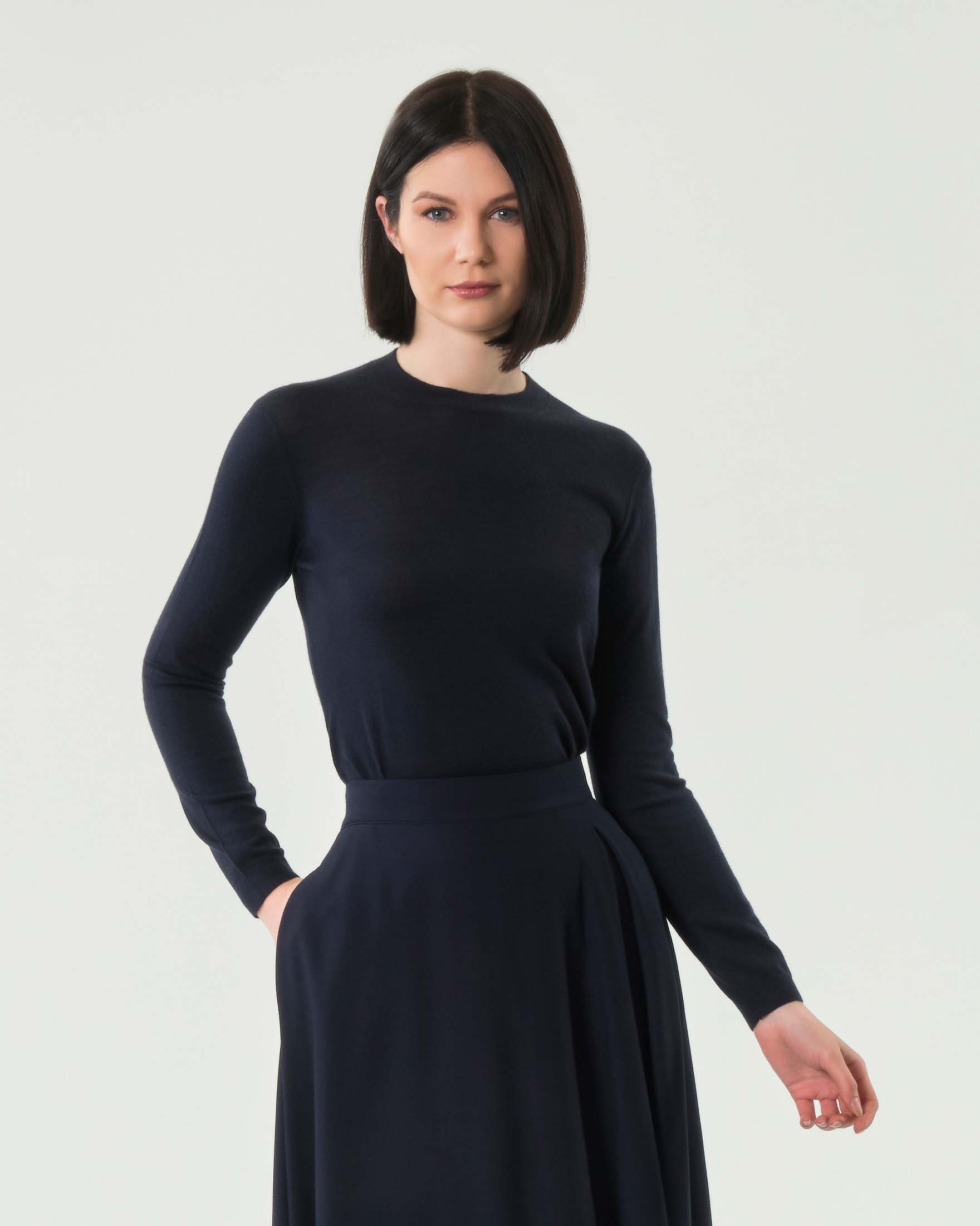 Maglia blu MM Max Mara in misto lana e cashmere a girocollo