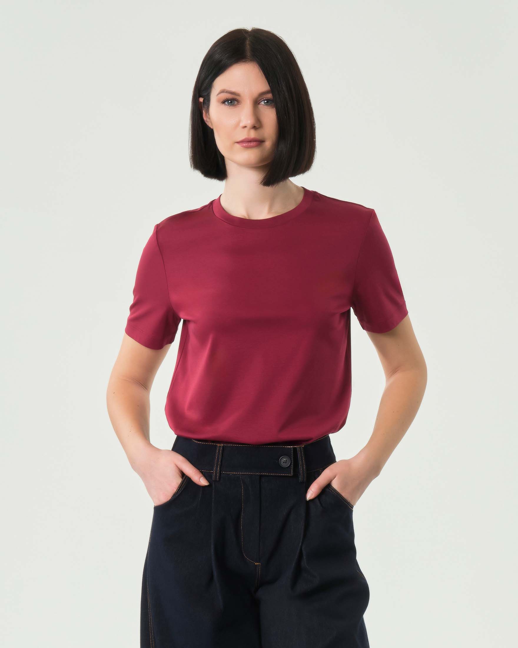 T-shirt rossa a maniche corte MM Max Mara con scollo a giro