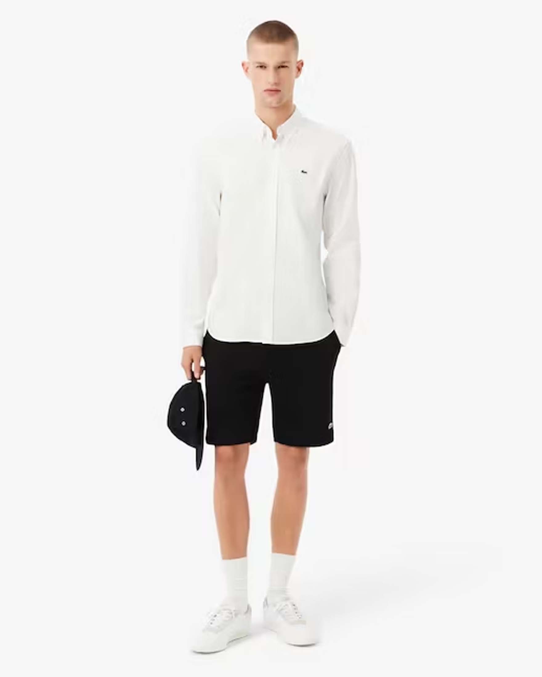 Bermuda Lacoste nero in felpa di cotone