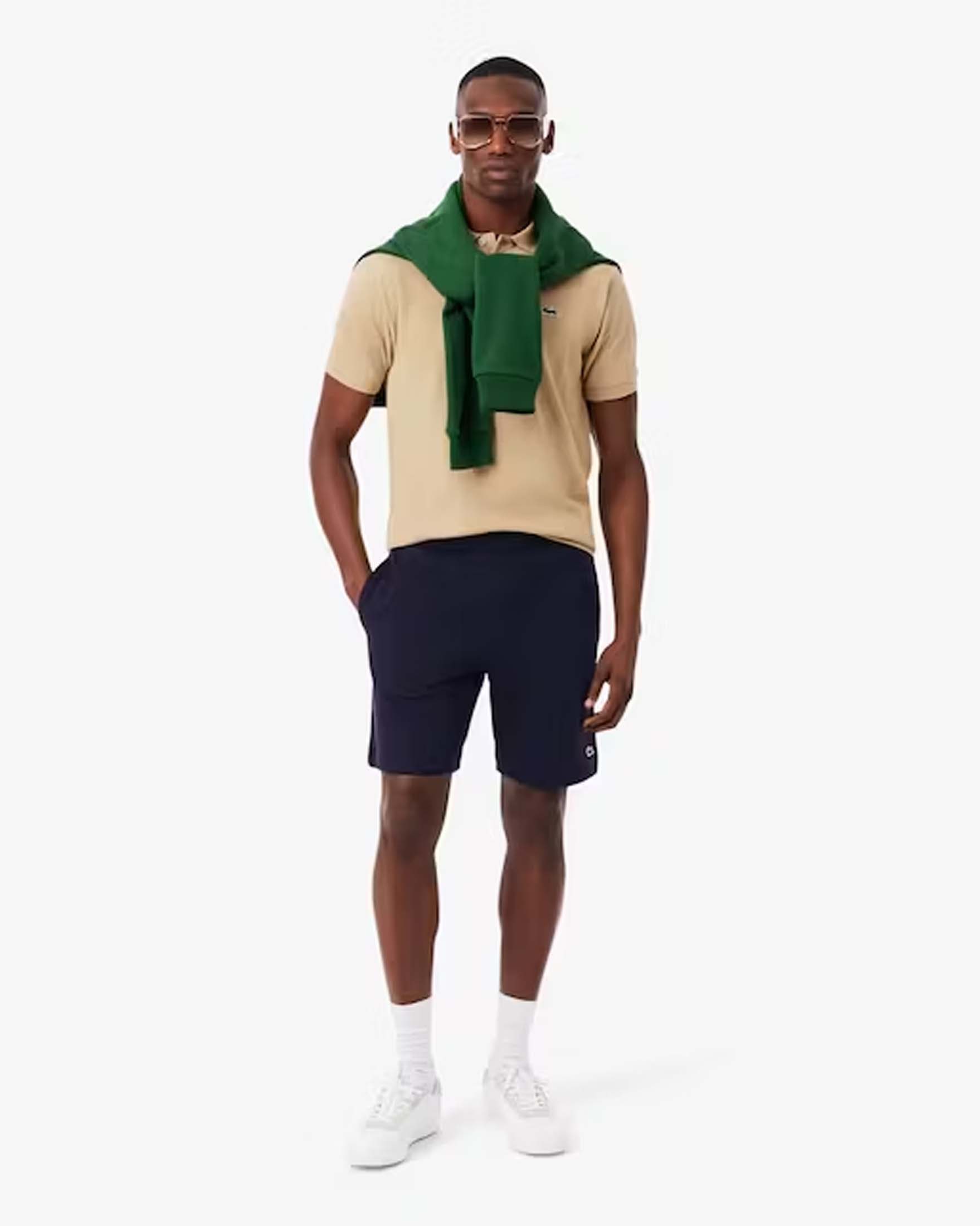 Bermuda Lacoste blu in felpa di cotone