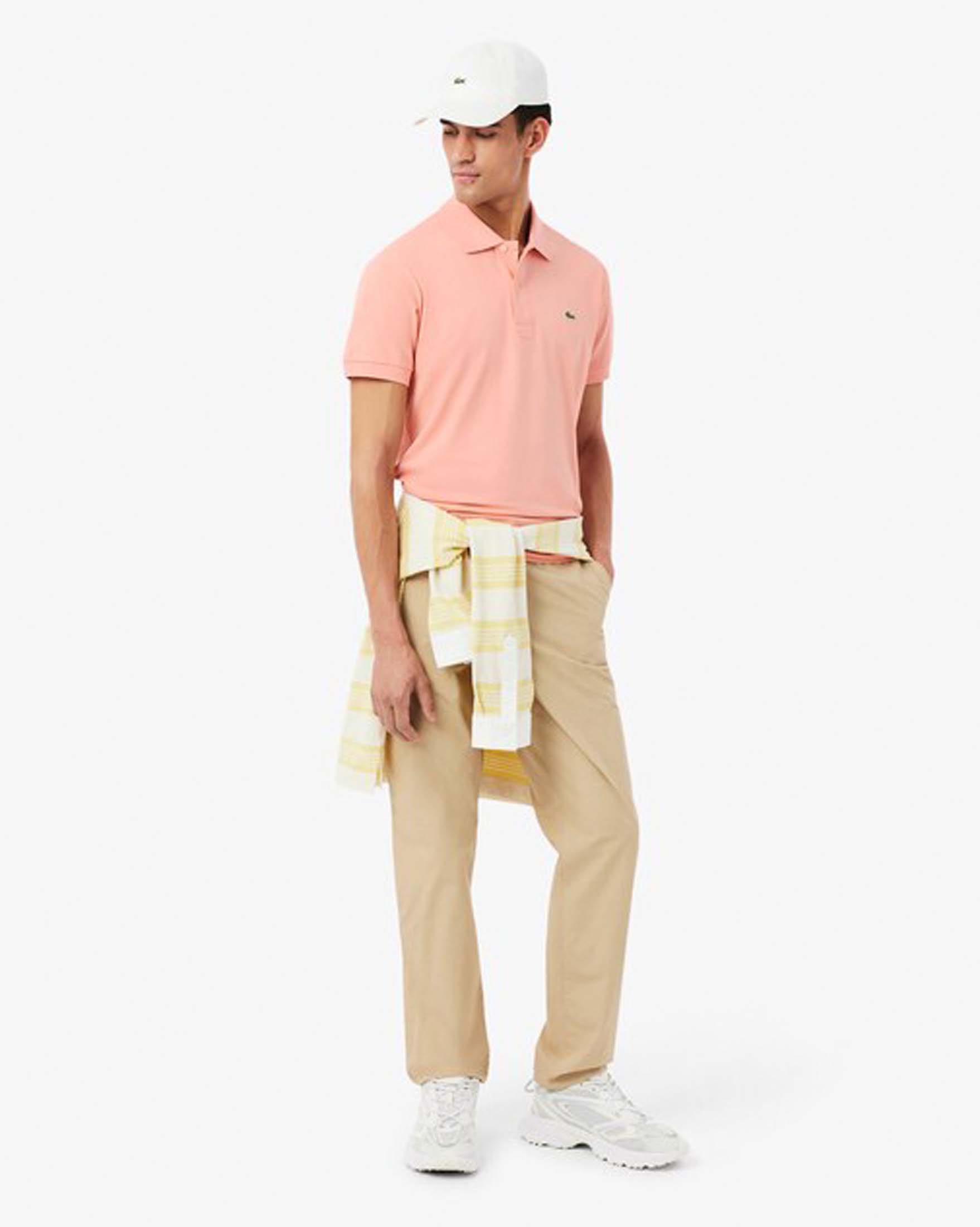 Polo Lacoste color pesca mezza manica classic fit L.12.12 Light