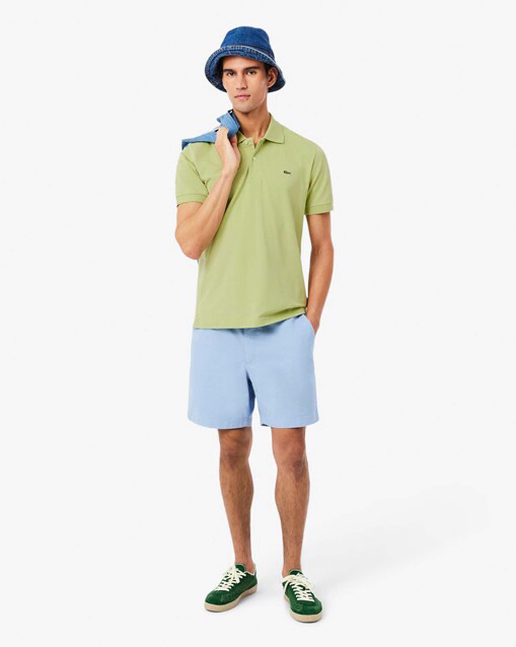 Polo Lacoste verde chiaro mezza manica classic fit L.12.12 Light