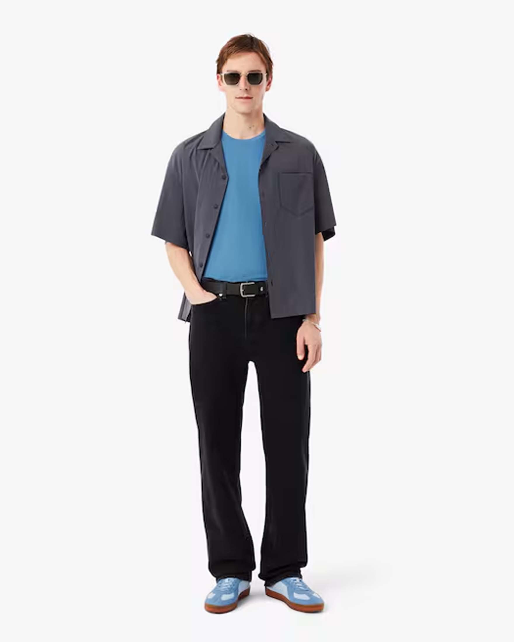 T-shirt Lacoste celeste in pima cotton con logo coccodrillo