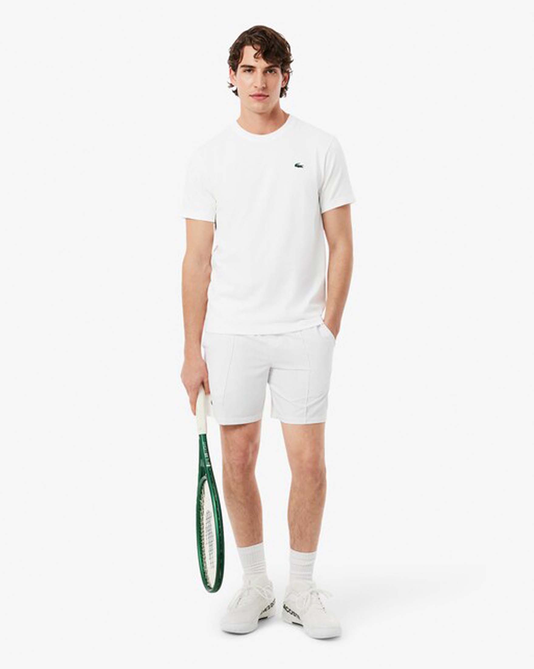 T-shirt bianca mezza manica con stampa grafica tennis sul retro