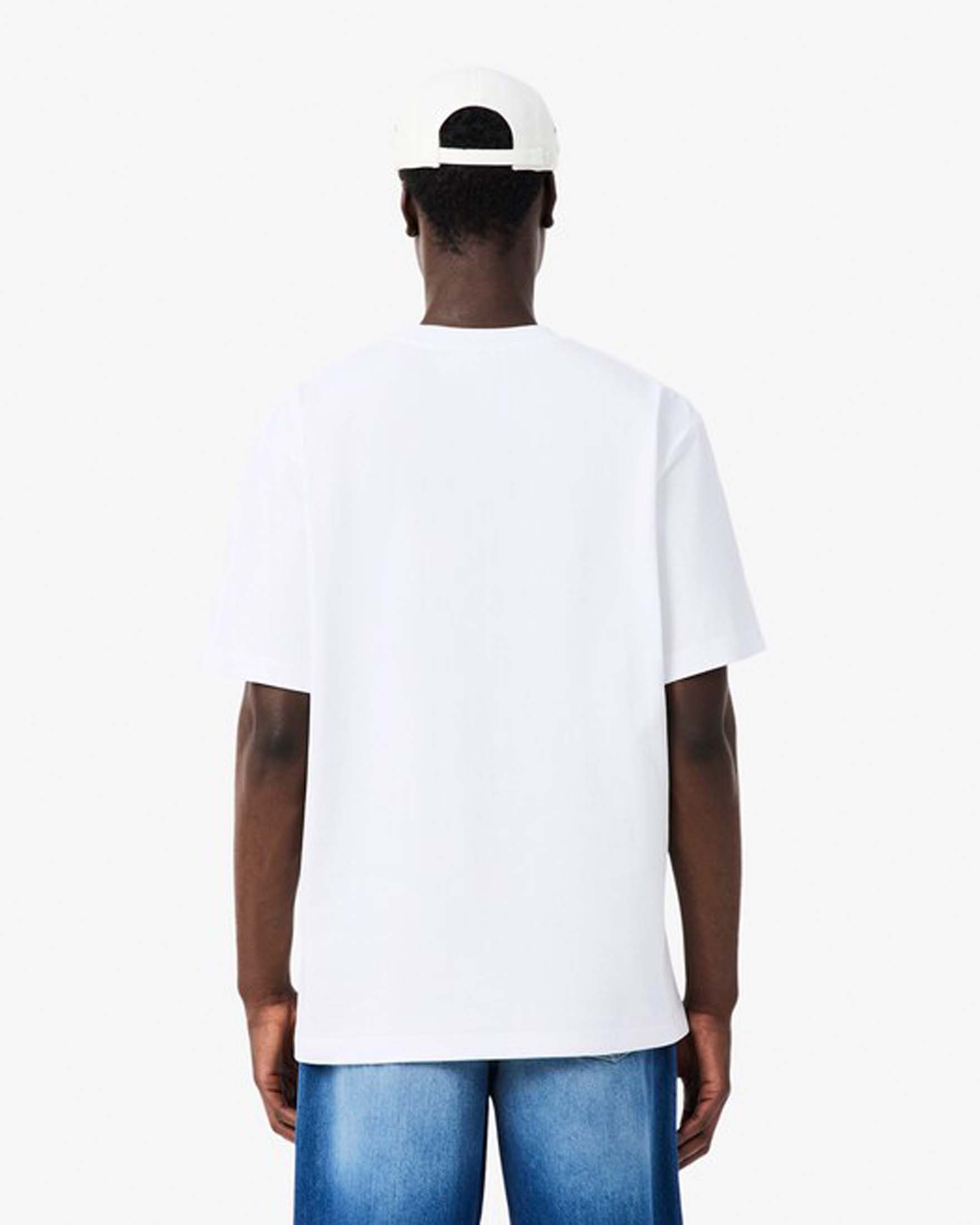 T-shirt relaxed-fit Lacoste bianca in jersey di cotone pesante image