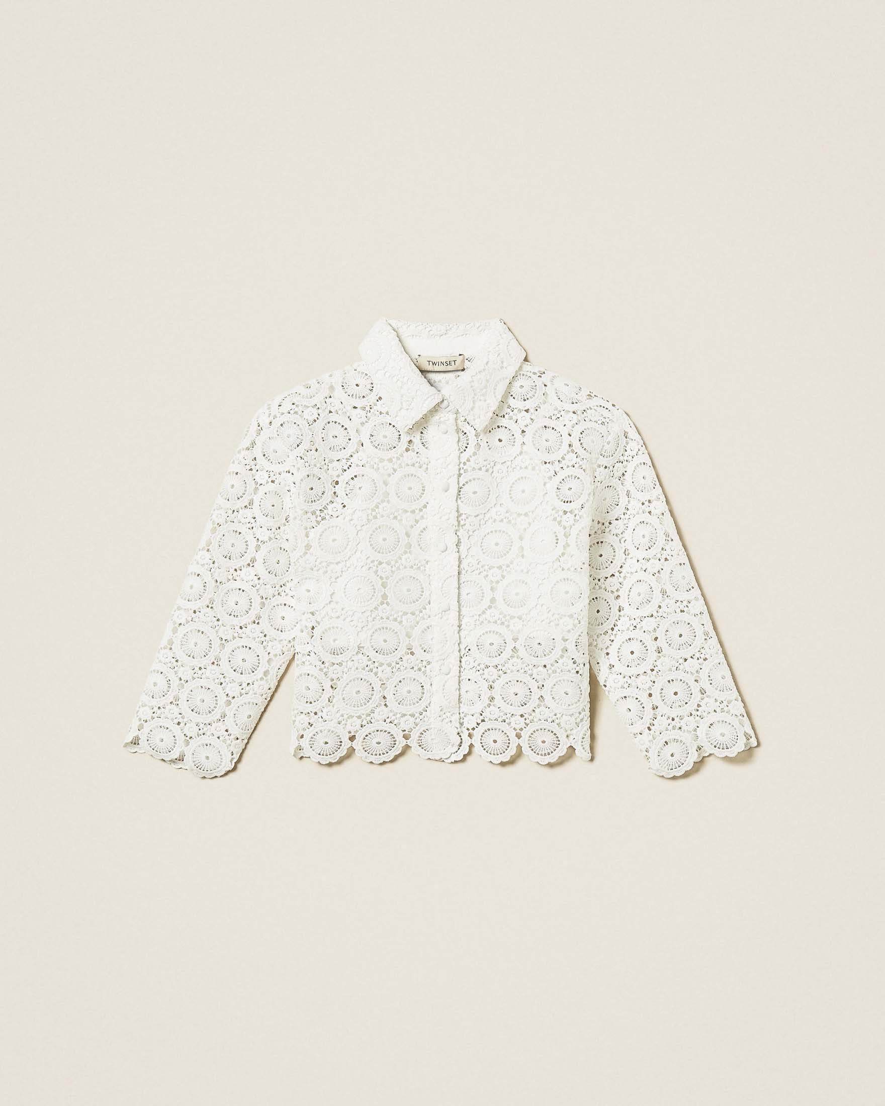 Camicia bianca Twinset in pizzo sangallo