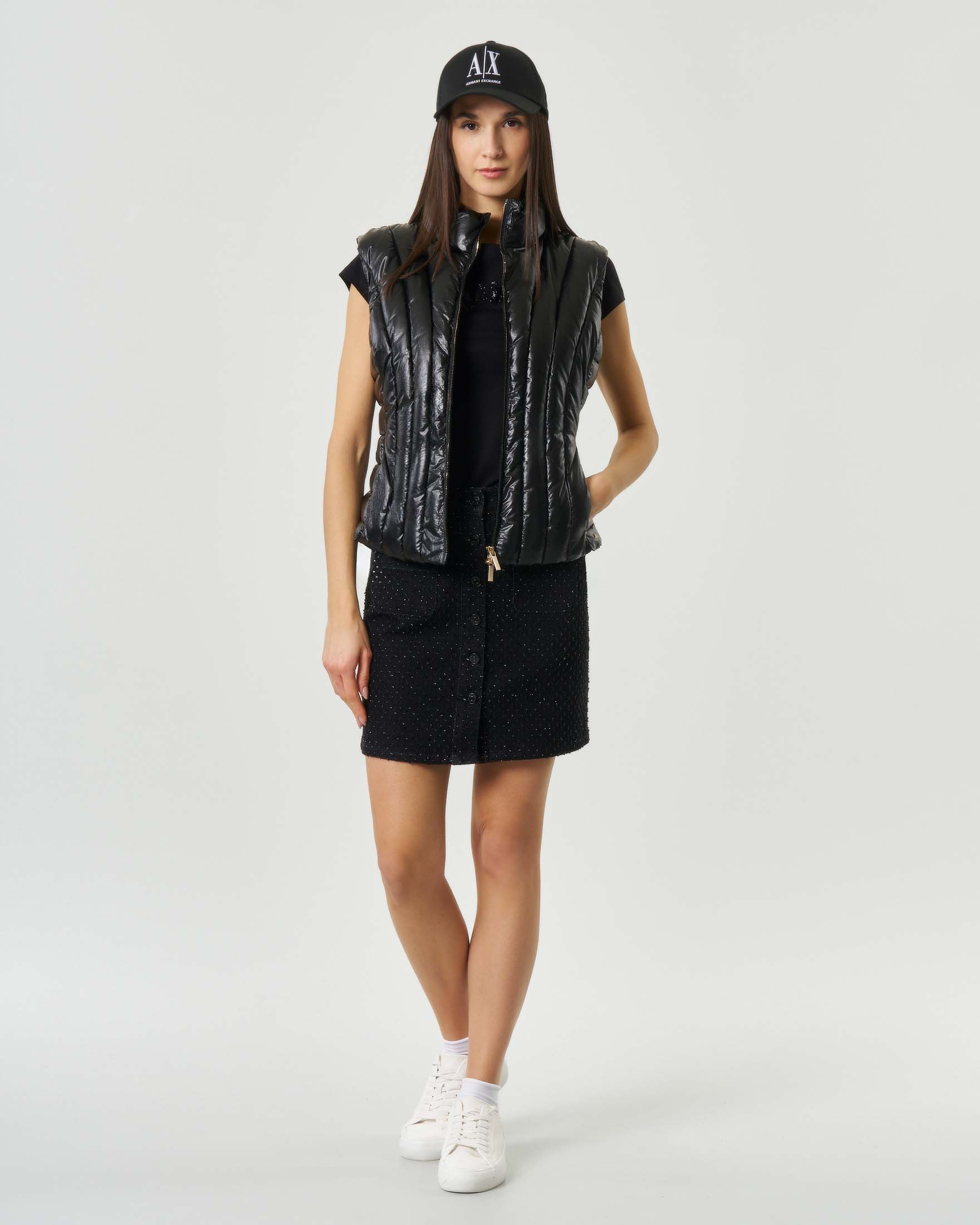 Gilet Armani Exchange nero in nylon trapuntato con effetto lucido