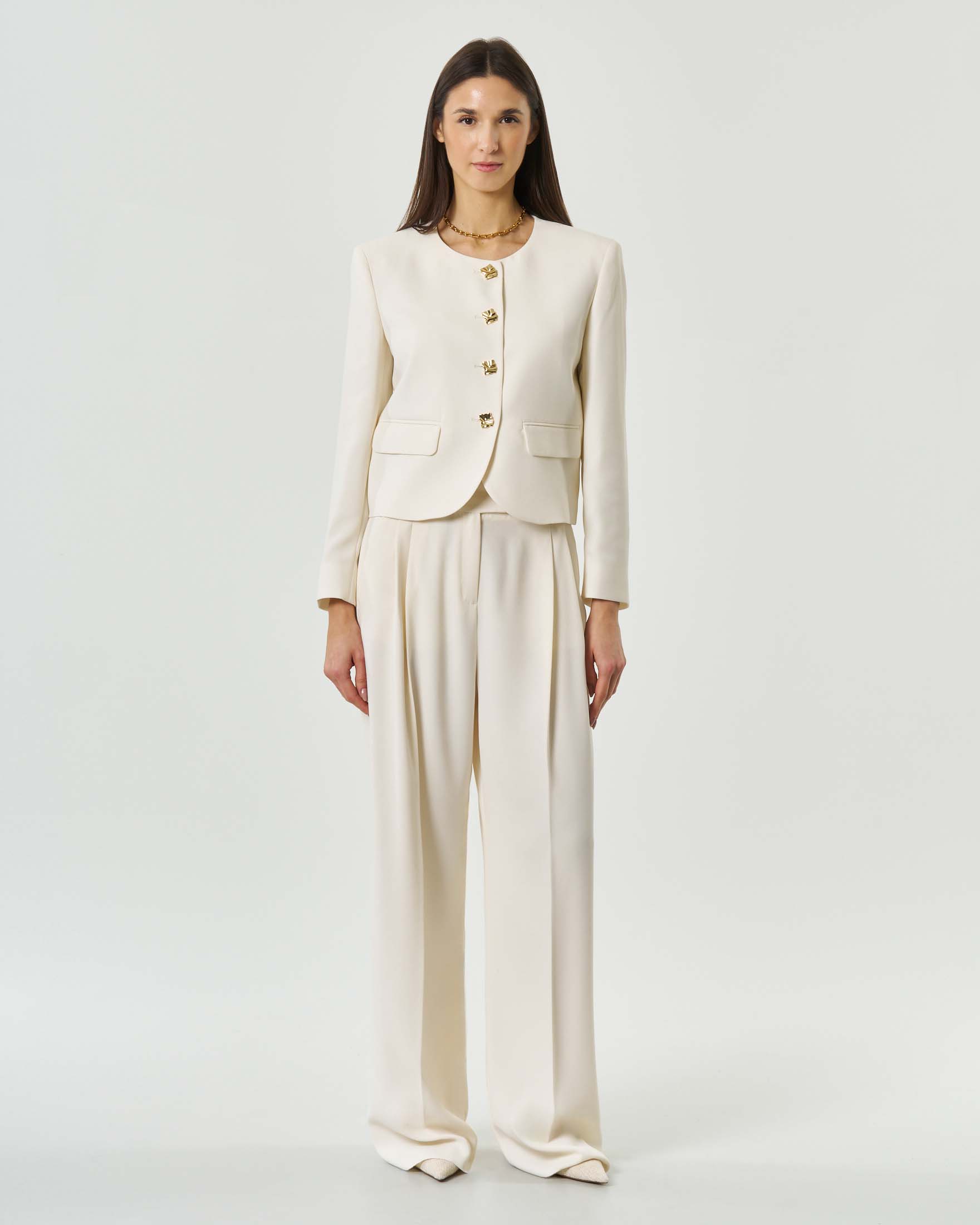 Pantaloni bianchi 365 dal taglio sartoriale in crêpe envers satin