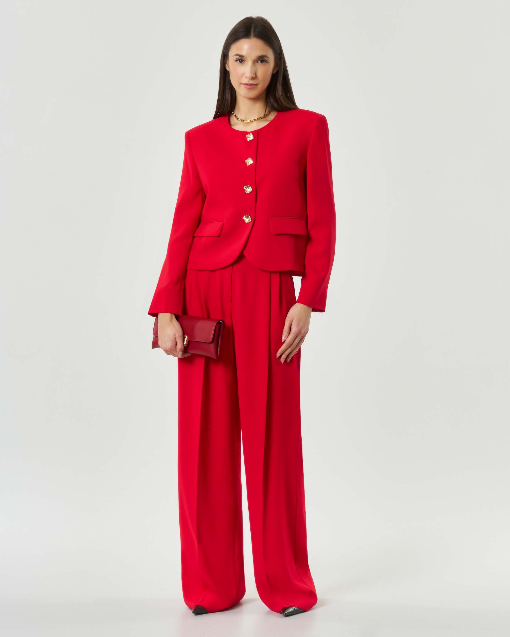 Pantaloni rossi Marella 365 dal taglio sartoriale in crêpe envers satin