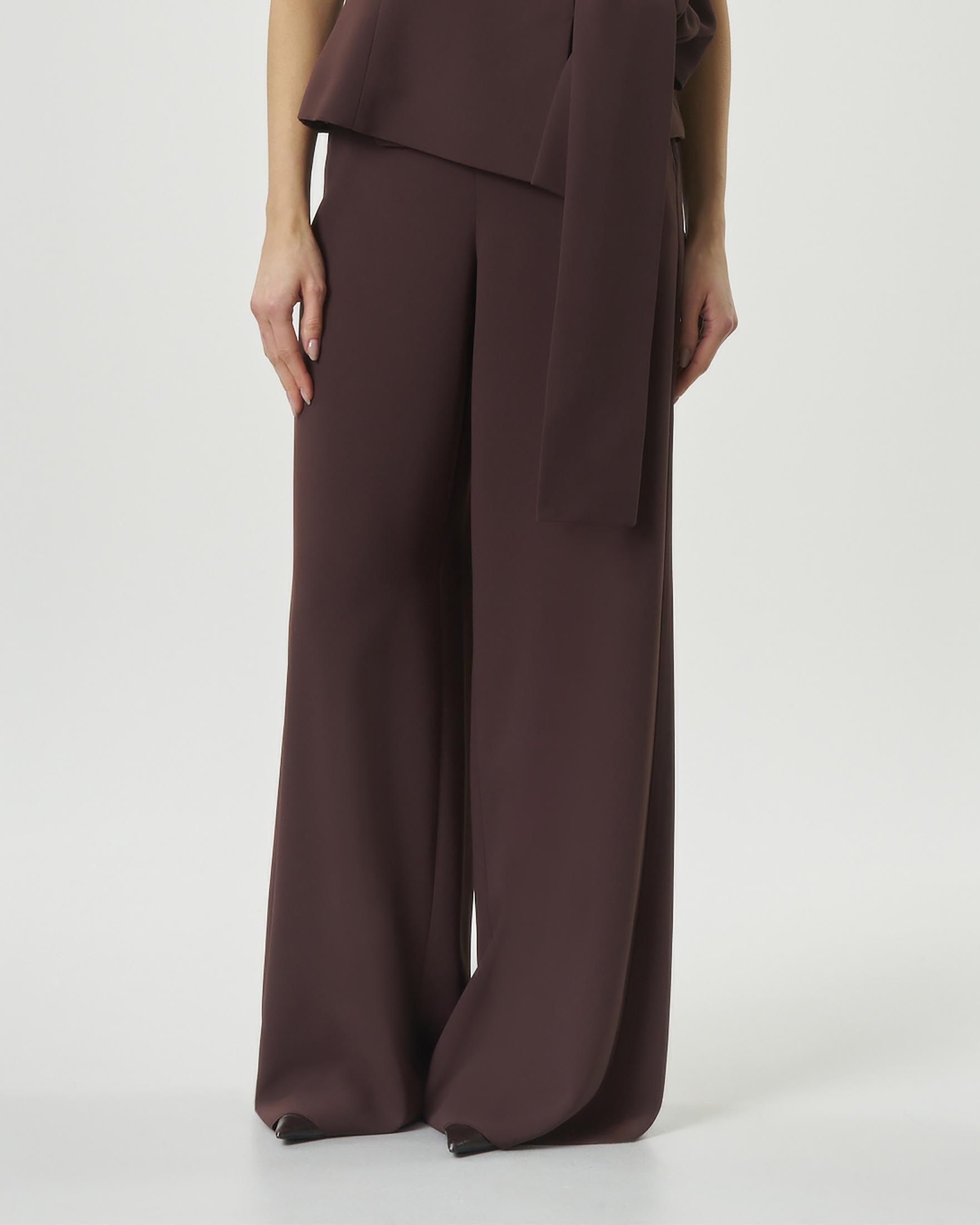 Pantalone ampio marrone Marella 365 in crêpe envers satin image