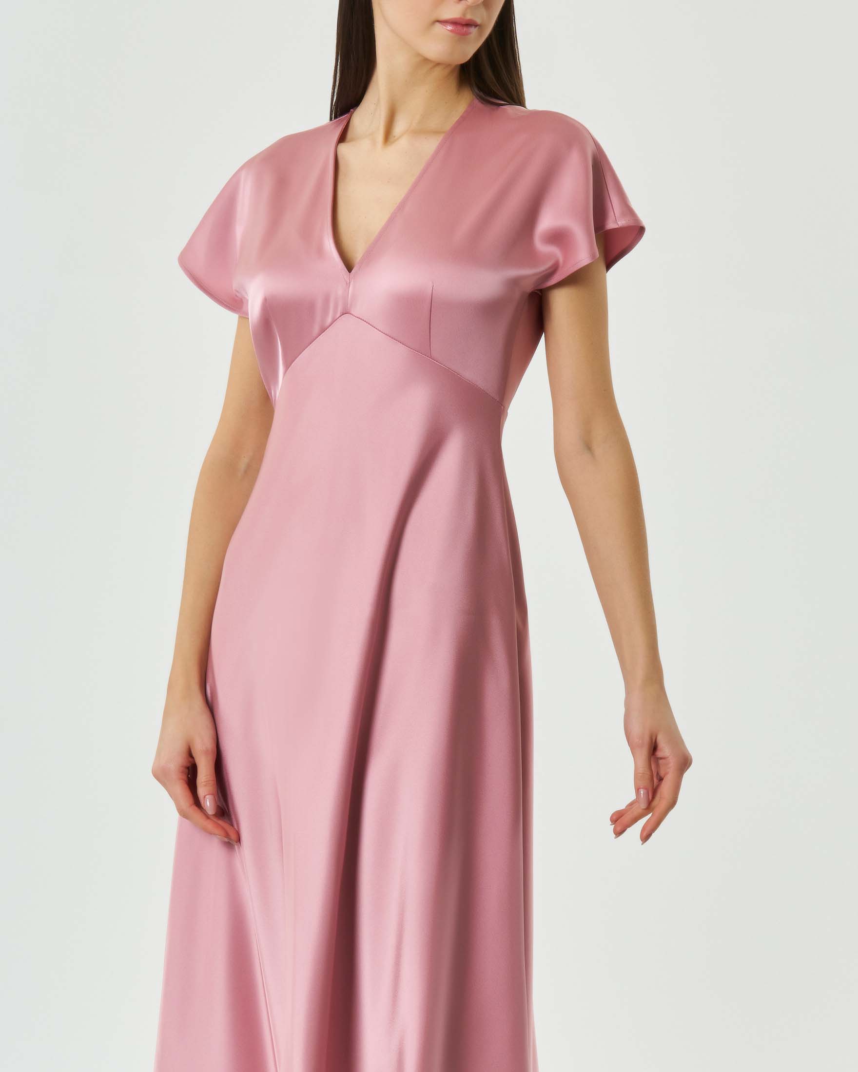 Abito lungo rosa Marella in satin con scollo a V image