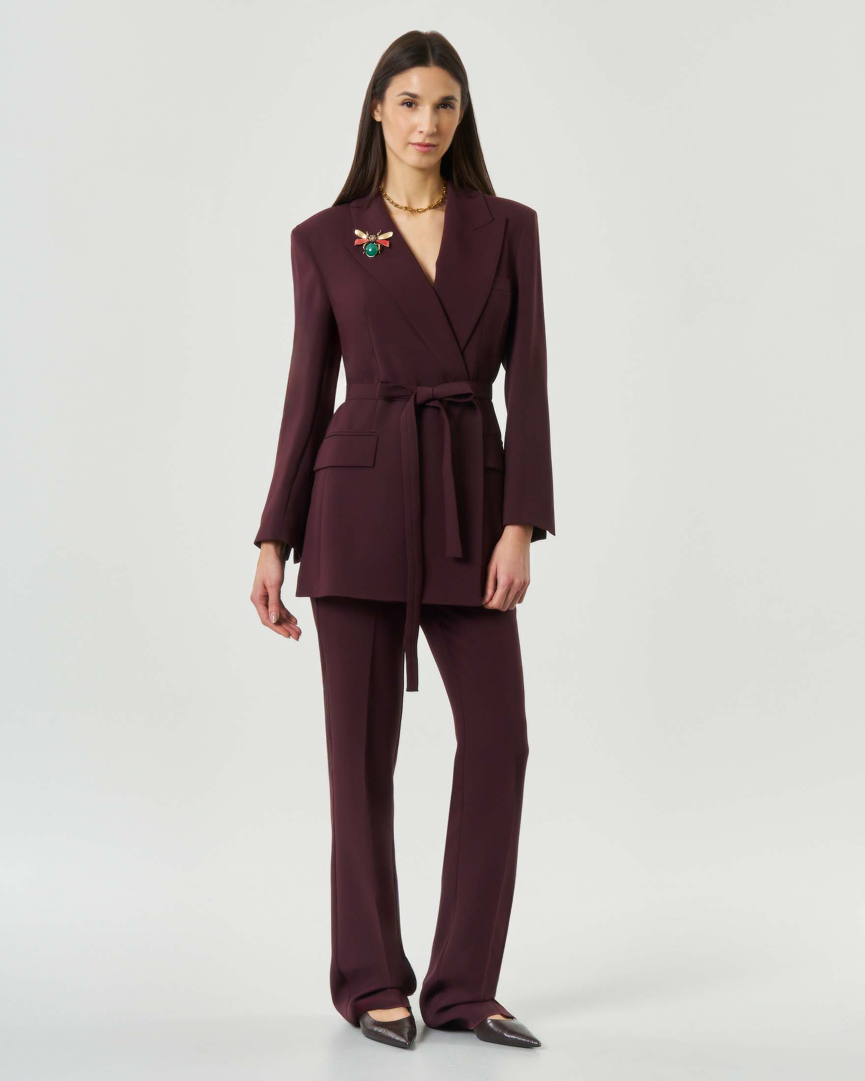 Pantaloni bordeaux Marella leggermente flare in cady tecnico