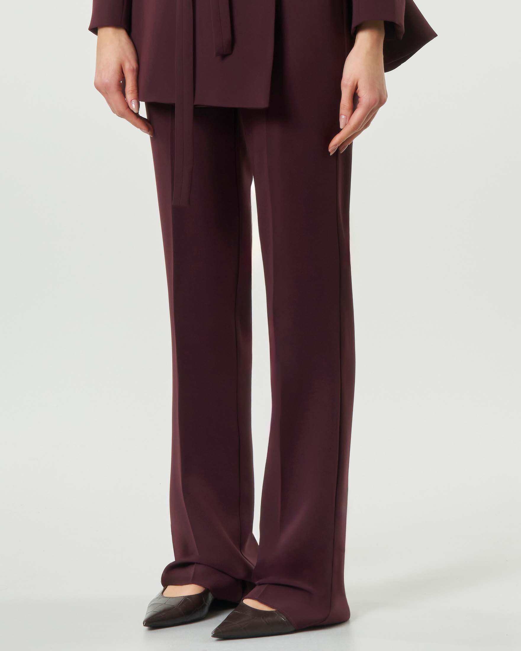 Pantaloni bordeaux Marella leggermente flare in cady tecnico image