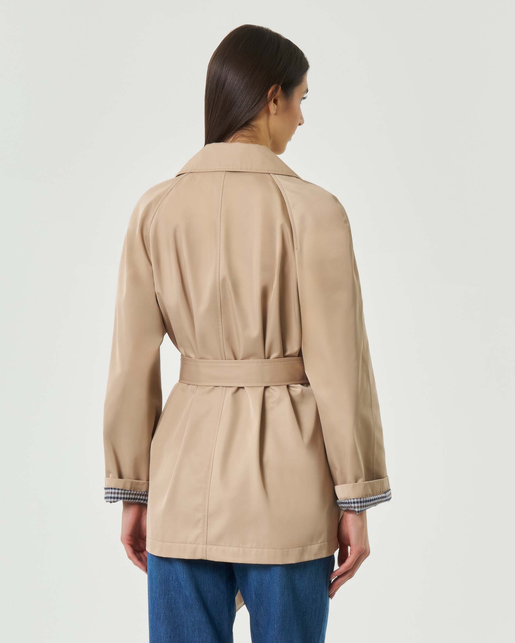 Trench corto color sabbia Marella in tessuto tecnico dal fit regolare