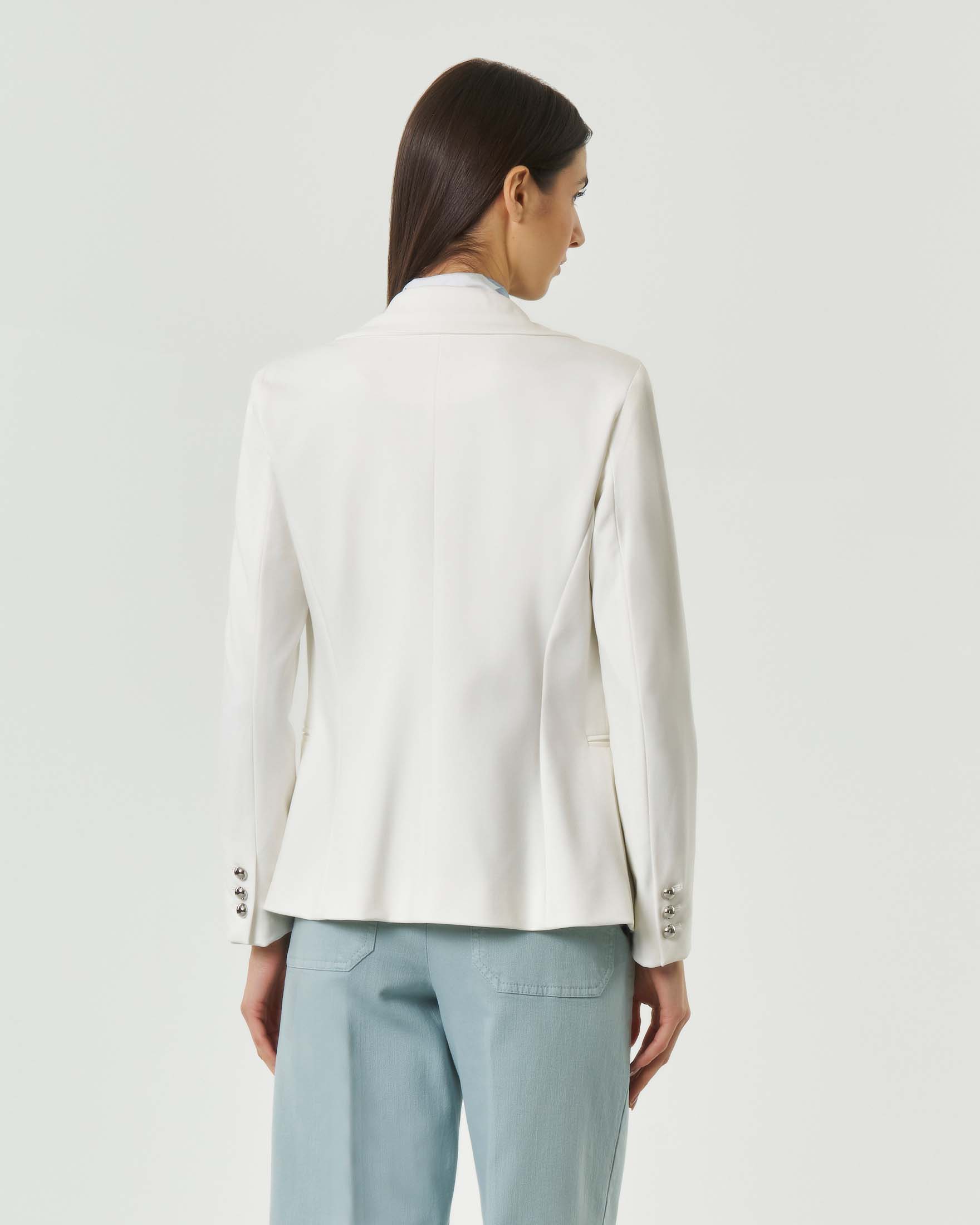 Blazer monopetto bianco Marella Sport in jersey con bottoni in metallo
