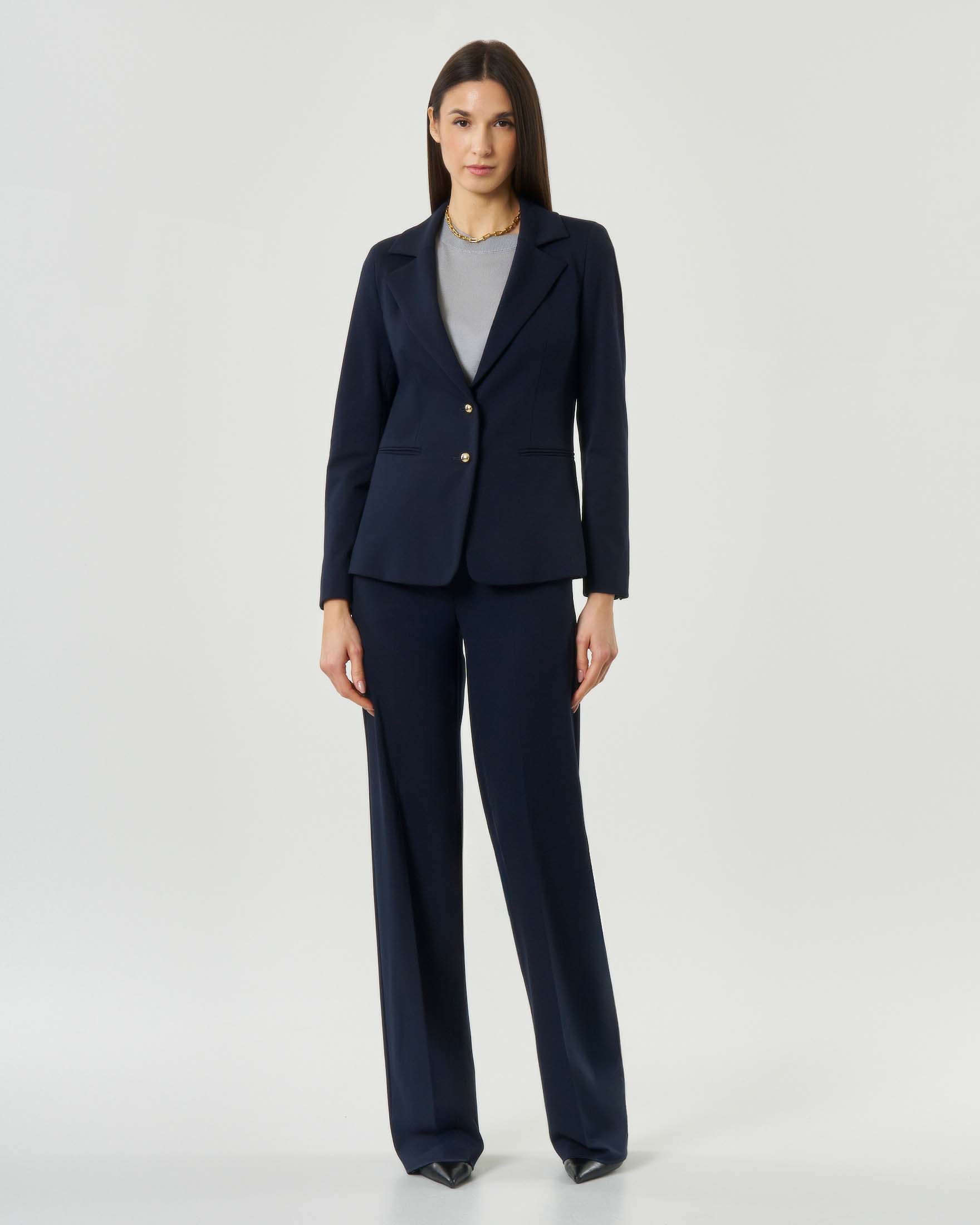 Blazer monopetto blu Marella Sport in jersey con bottoni in metallo image