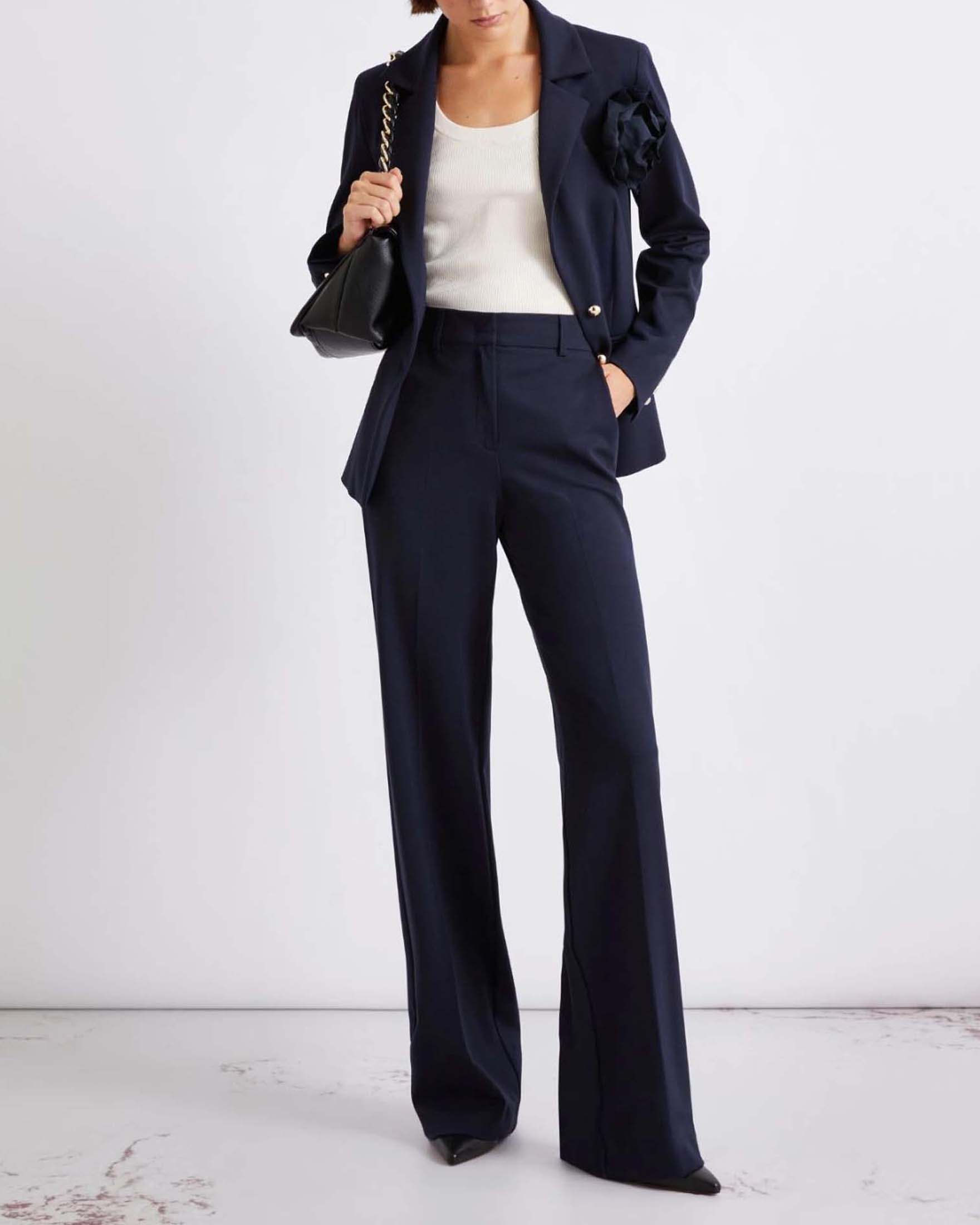 Pantaloni blu Sport slim fit in jersey con piega stirata
