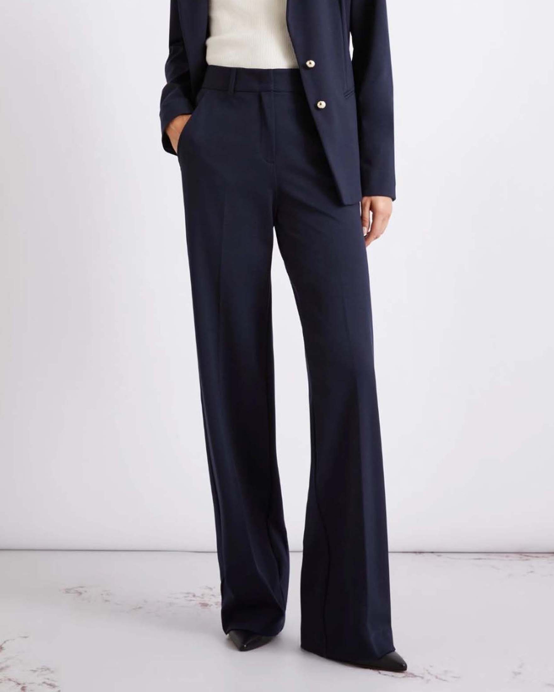 Pantaloni blu Marella Sport slim fit in jersey con piega stirata image